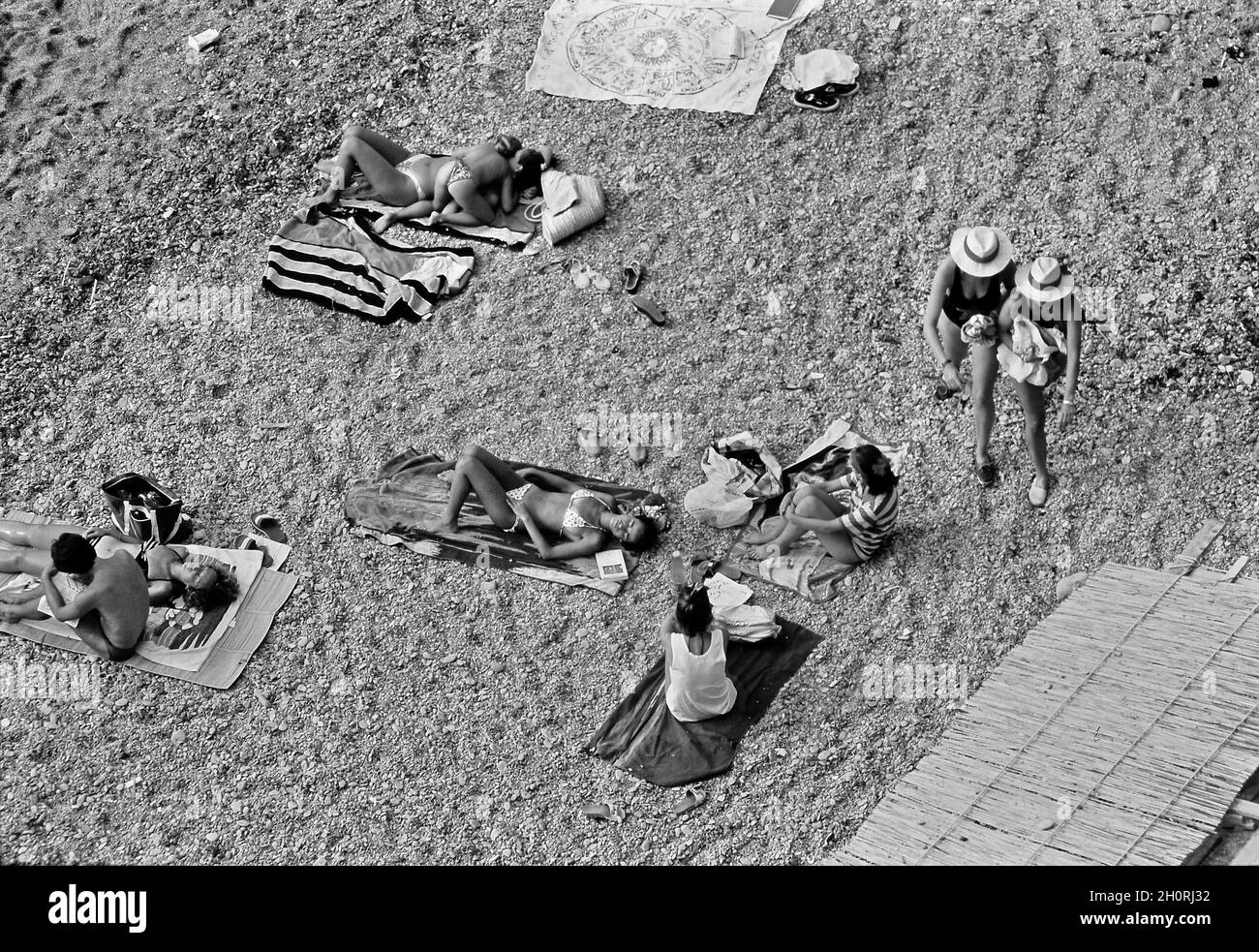 Street Photography, Imperia, Italie, 2003, Plage. Banque D'Images