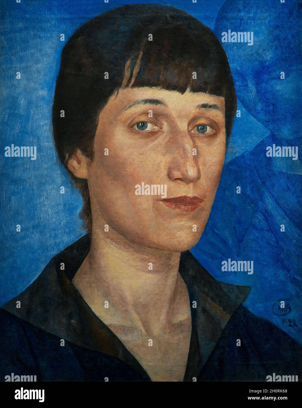 Art, art russe, Kuzma Sergeïevitch Petrov-Vodkin, 1878 - 1939, titre de l'œuvre, Portrait d'Anna Akhmatova, 1922, huile sur toile, cm 54,5 x 43,5. Banque D'Images