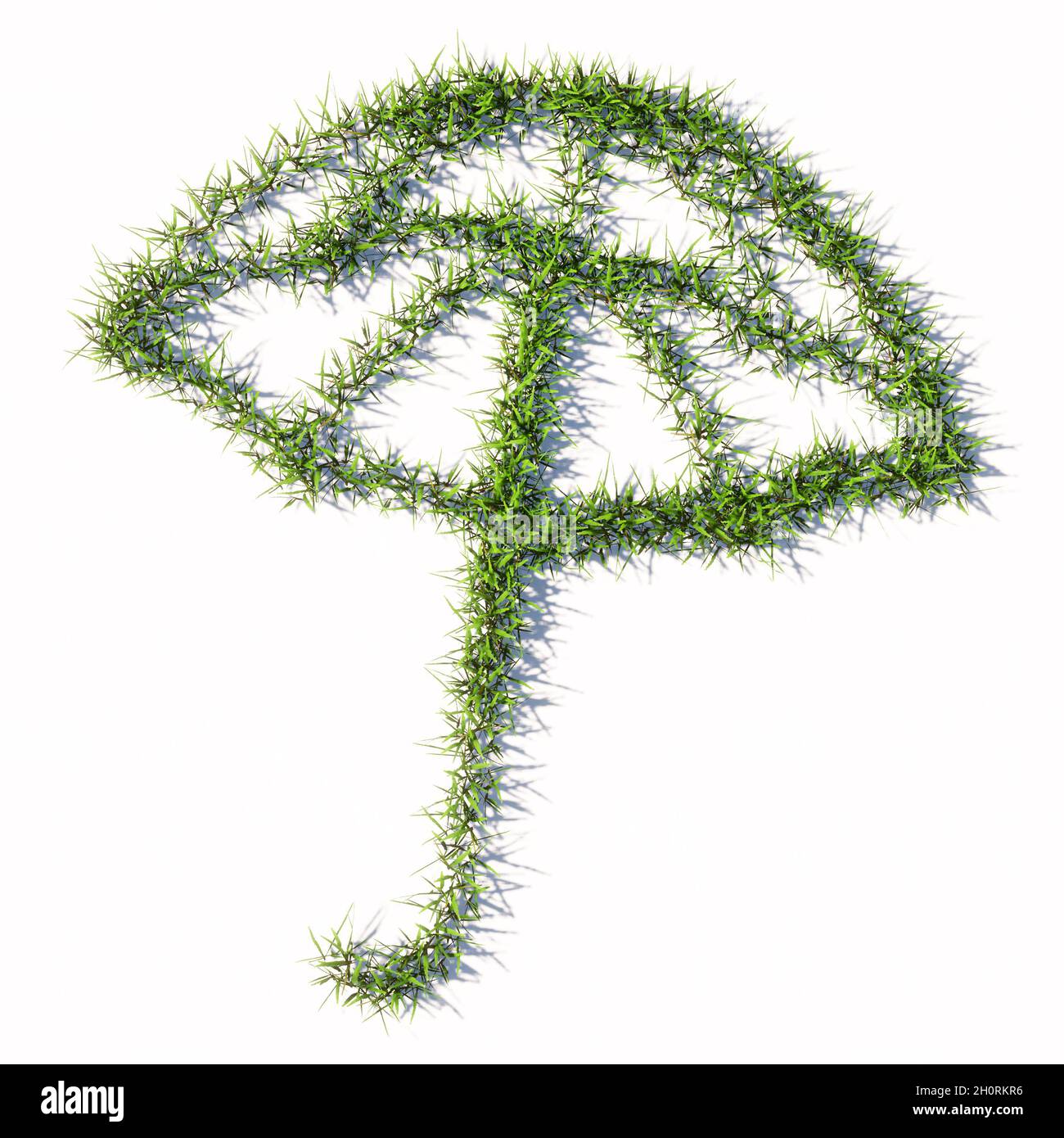 Concept ou conceptuel vert été pelouse herbe symbole forme isolée sur fond blanc, signe de parapluie ouvert. Une métaphore 3d pour la protection Banque D'Images