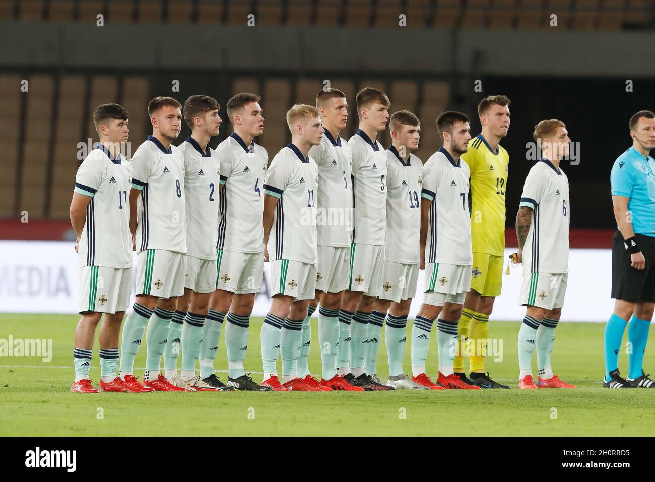 Séville, Espagne.12 octobre 2021.Moins de 21 ans Groupe d'équipe d'Irlande du Nord (NIR) football/Soccer : UEFA Championnat des moins de 21 ans partie de qualification entre U21 Espagne 3-0 U21 Irlande du Nord à l'Estadio la Cartuja de Sevilla, Espagne .Crédit: Mutsu Kawamori/AFLO/Alay Live News Banque D'Images