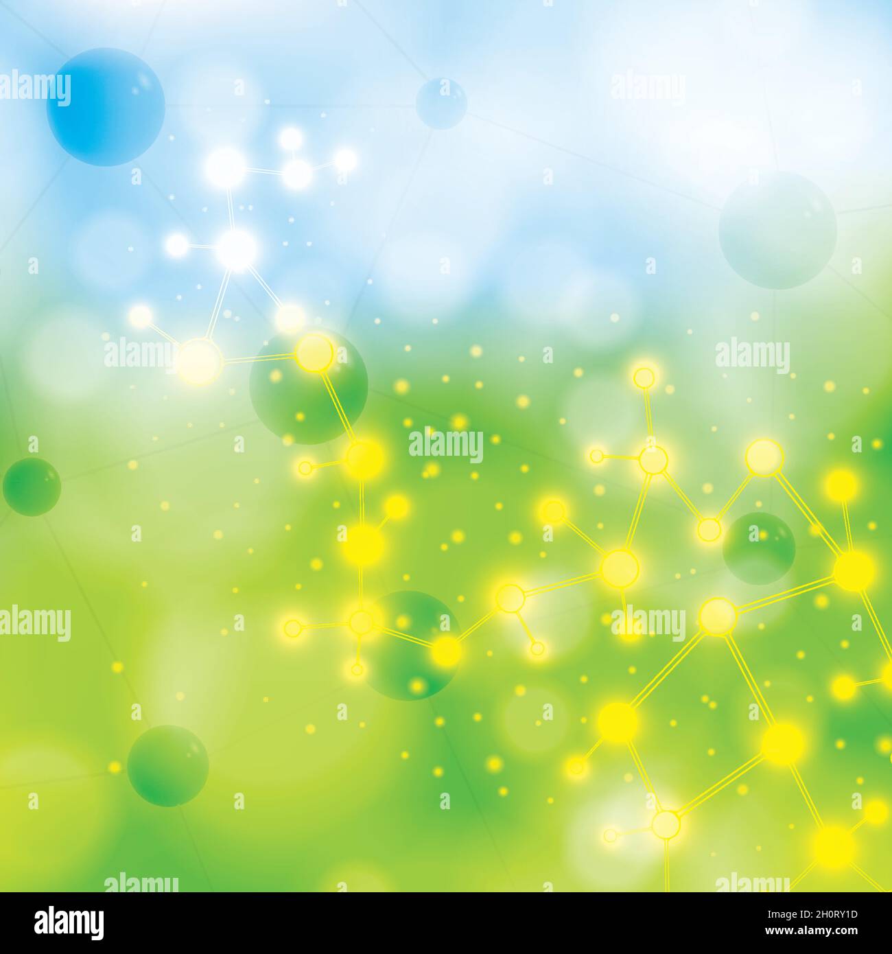 Résumé molécule fond bleu vert Illustration de Vecteur