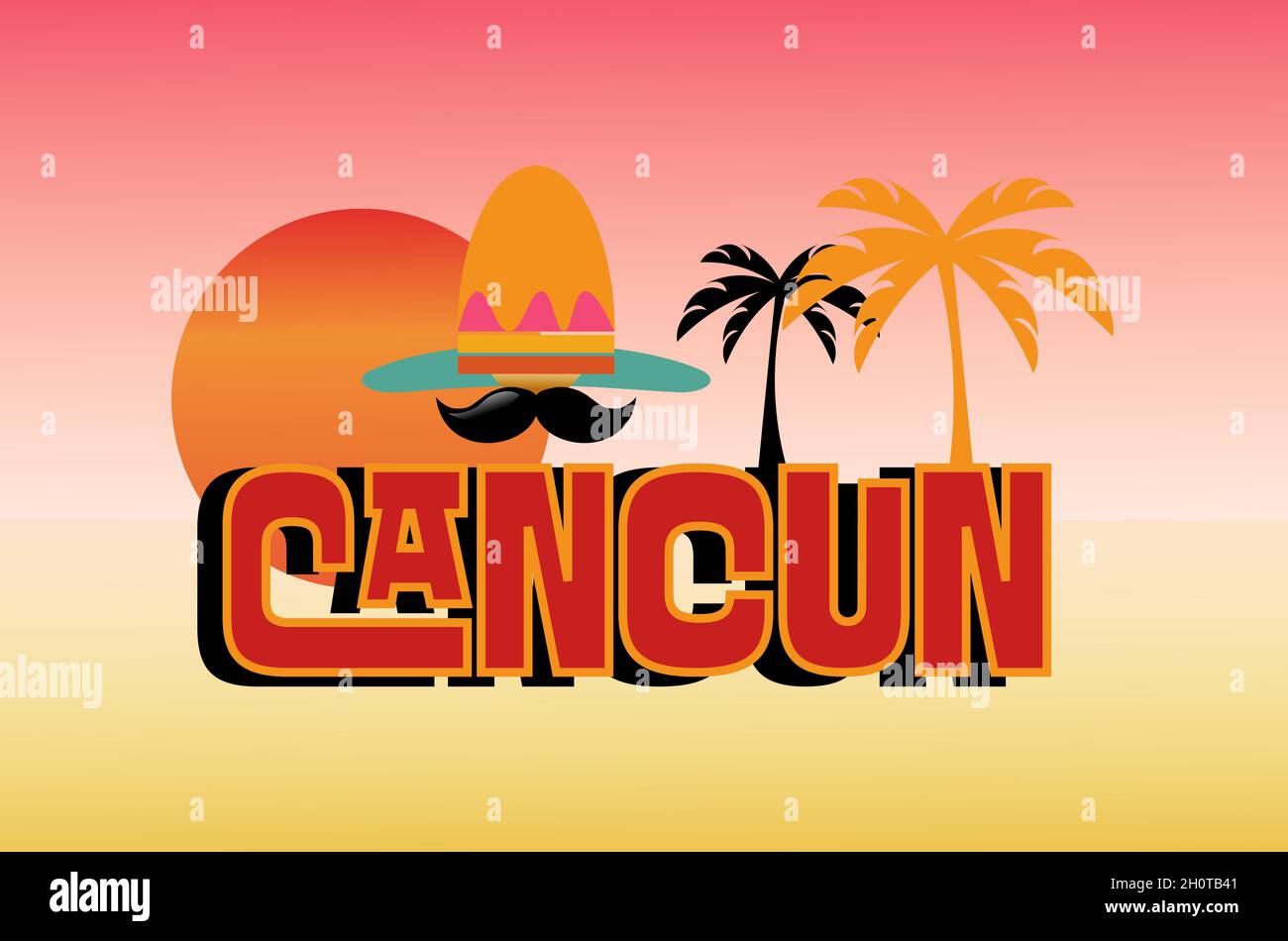 Illustration vectorielle Cancun Mexique sur fond blanc Illustration de Vecteur