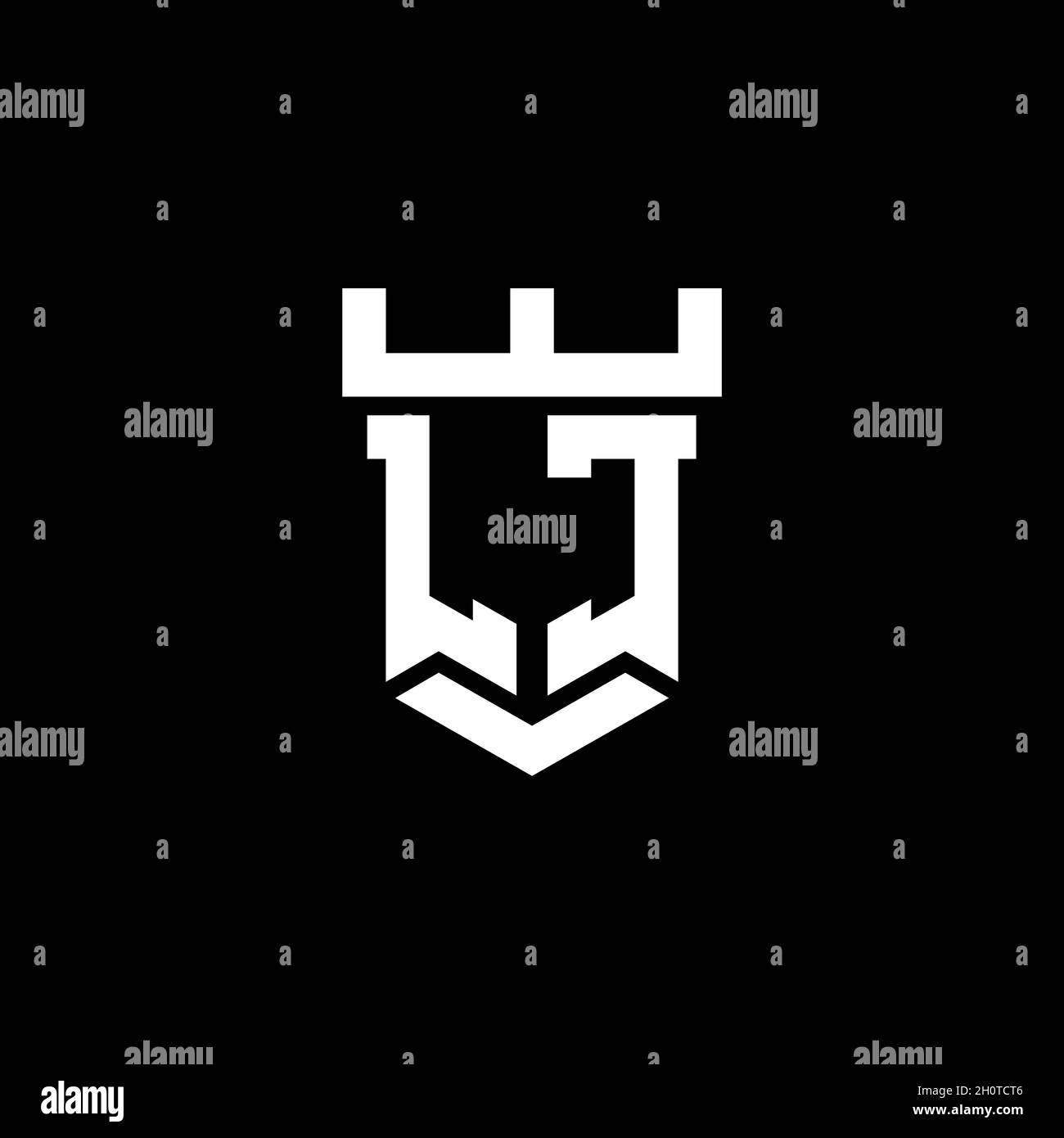 Logo LC monogramme initial avec modèle de style de forme de château isolé sur fond noir Illustration de Vecteur