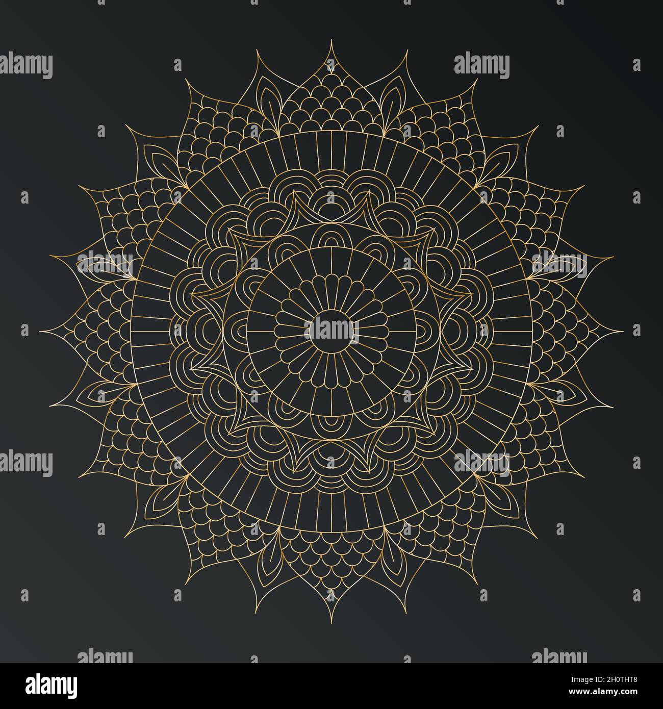 Mandala.Décor ethnique or mandala fond dessiné à la main.Motifs Islam, arabe, Indien, pouf. Illustration de Vecteur