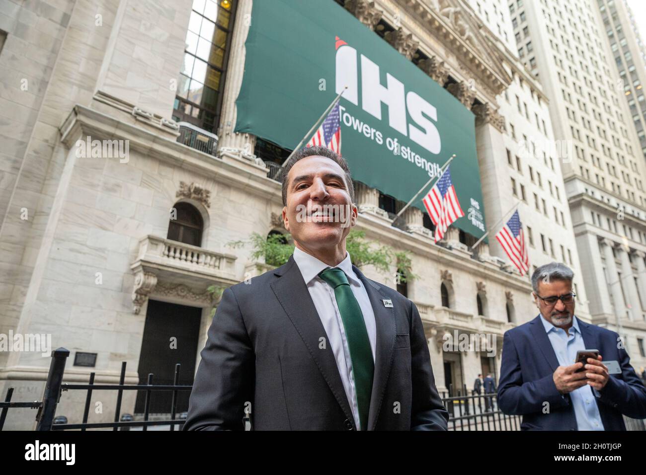 New York, NY - le 14 octobre 2021 : Sam Darwish, président et chef de la direction d'IHS Towers, assiste au lancement de l'IPO d'IHS Towers à la Bourse de New York Banque D'Images