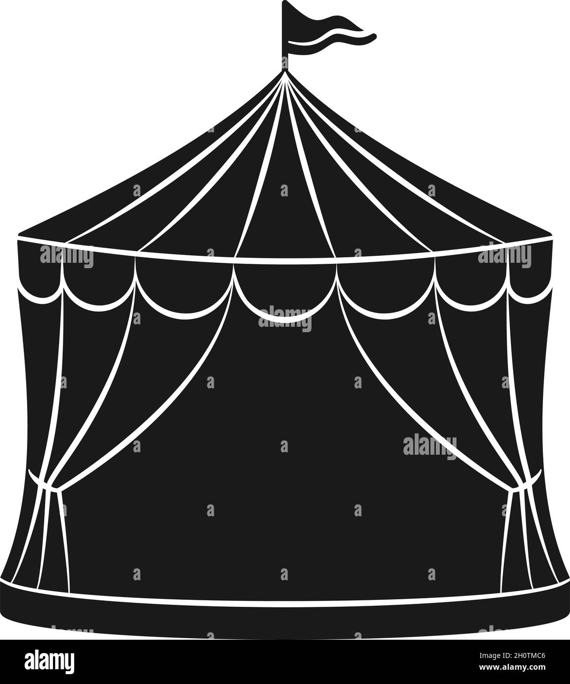 Tente de cirque avec drapeau pour le carnaval ou spectacle en icône de vecteur de silhouette Illustration de Vecteur