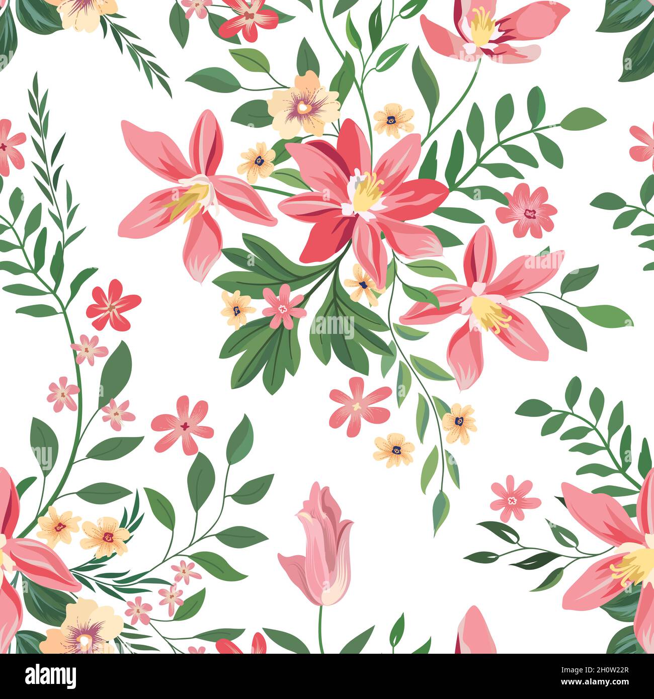 Transparente Floral pattern. Fond de fleurs. Seamless texture floral avec des fleurs. Sol carrelé épanouir wallpaper Illustration de Vecteur