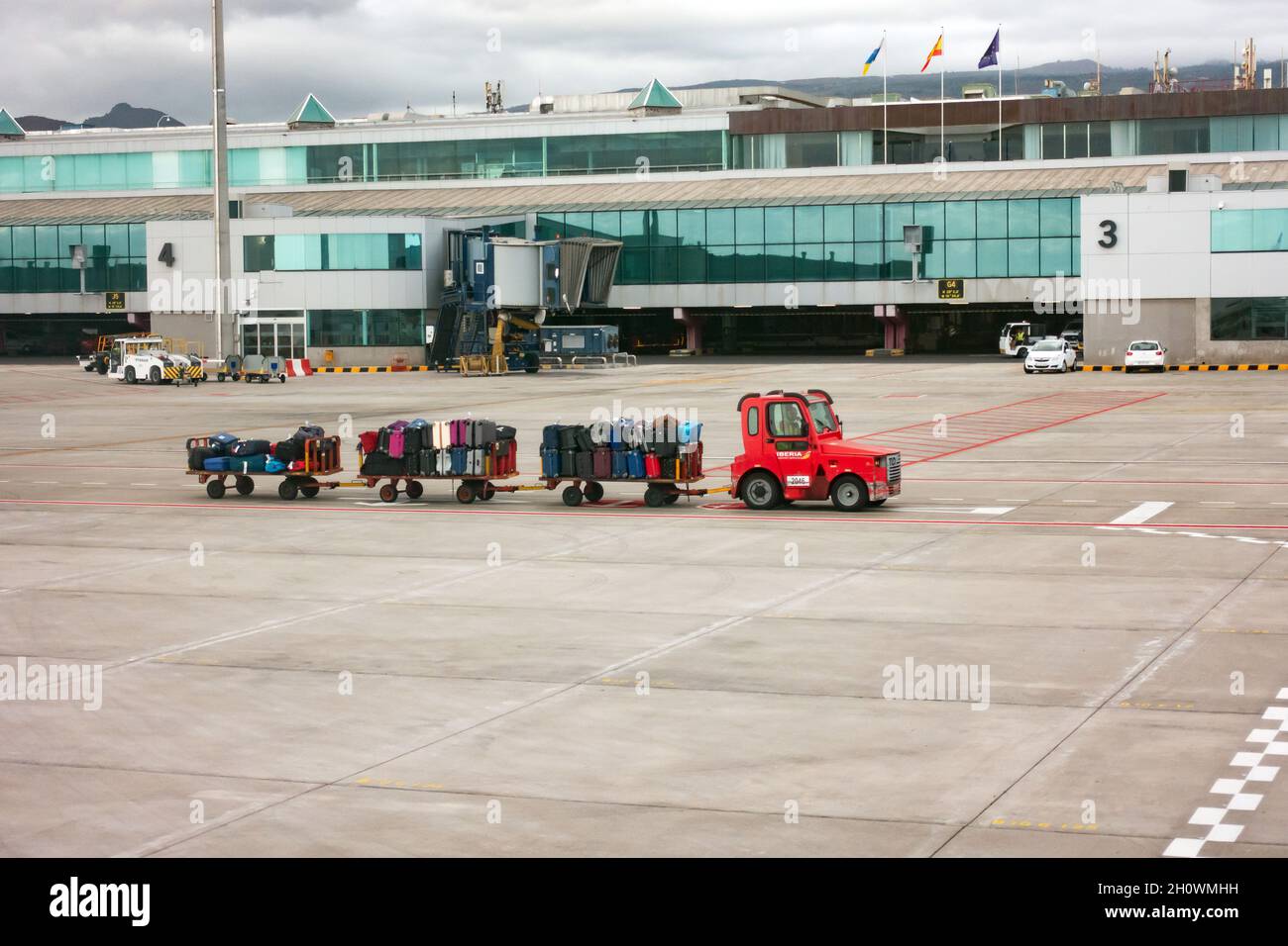 Chariots à bagages à l'aéroport de Tenerife Sud Banque D'Images