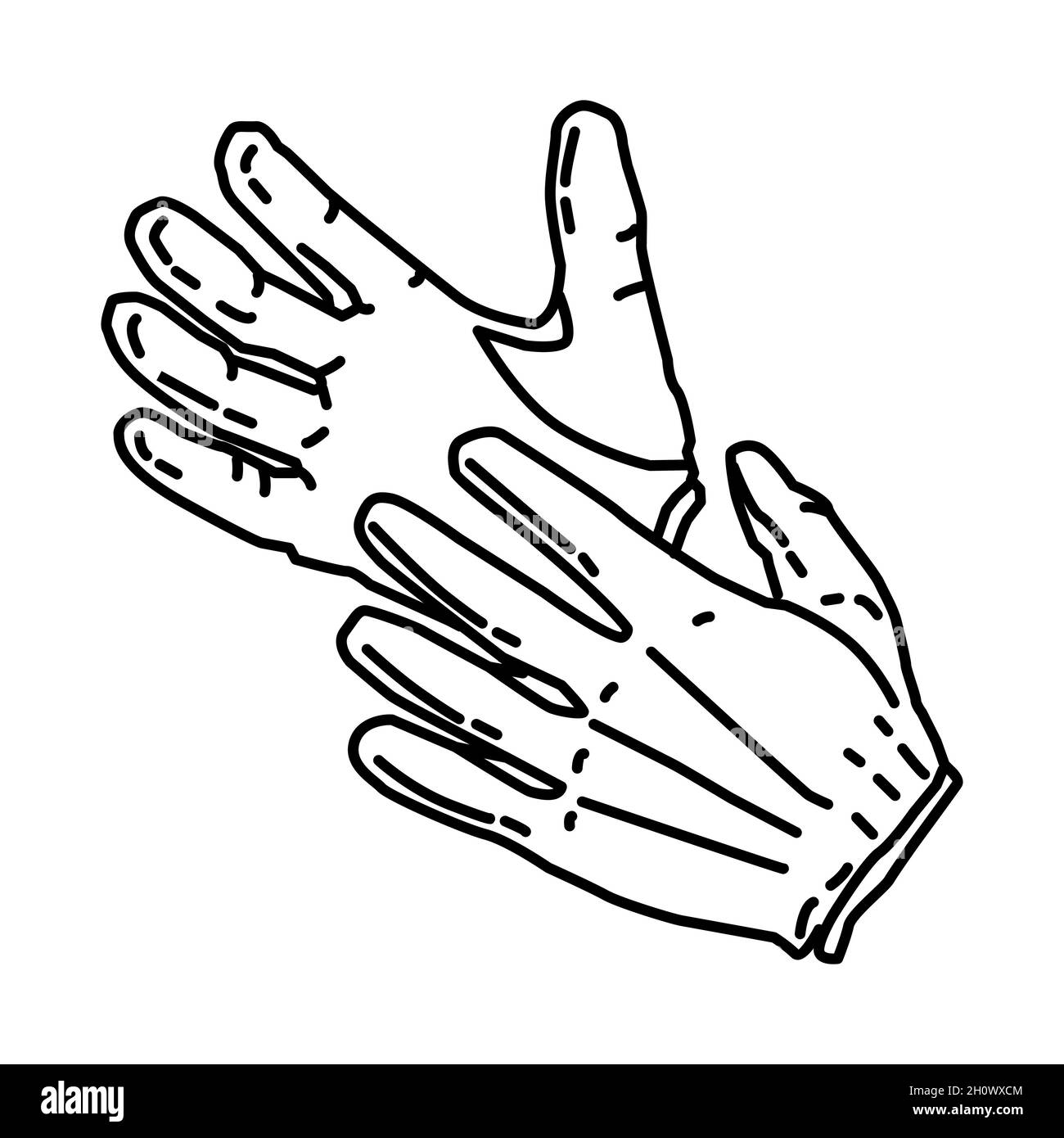 Gants de police partie de l'équipement et des accessoires de police ensemble d'icônes dessinées à la main Vector. Illustration de Vecteur