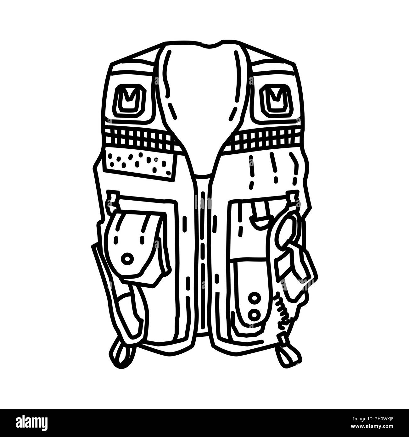 Coffres tactiques de police faisant partie de l'équipement et des accessoires de police ensemble d'icônes dessinées à la main Vector. Illustration de Vecteur