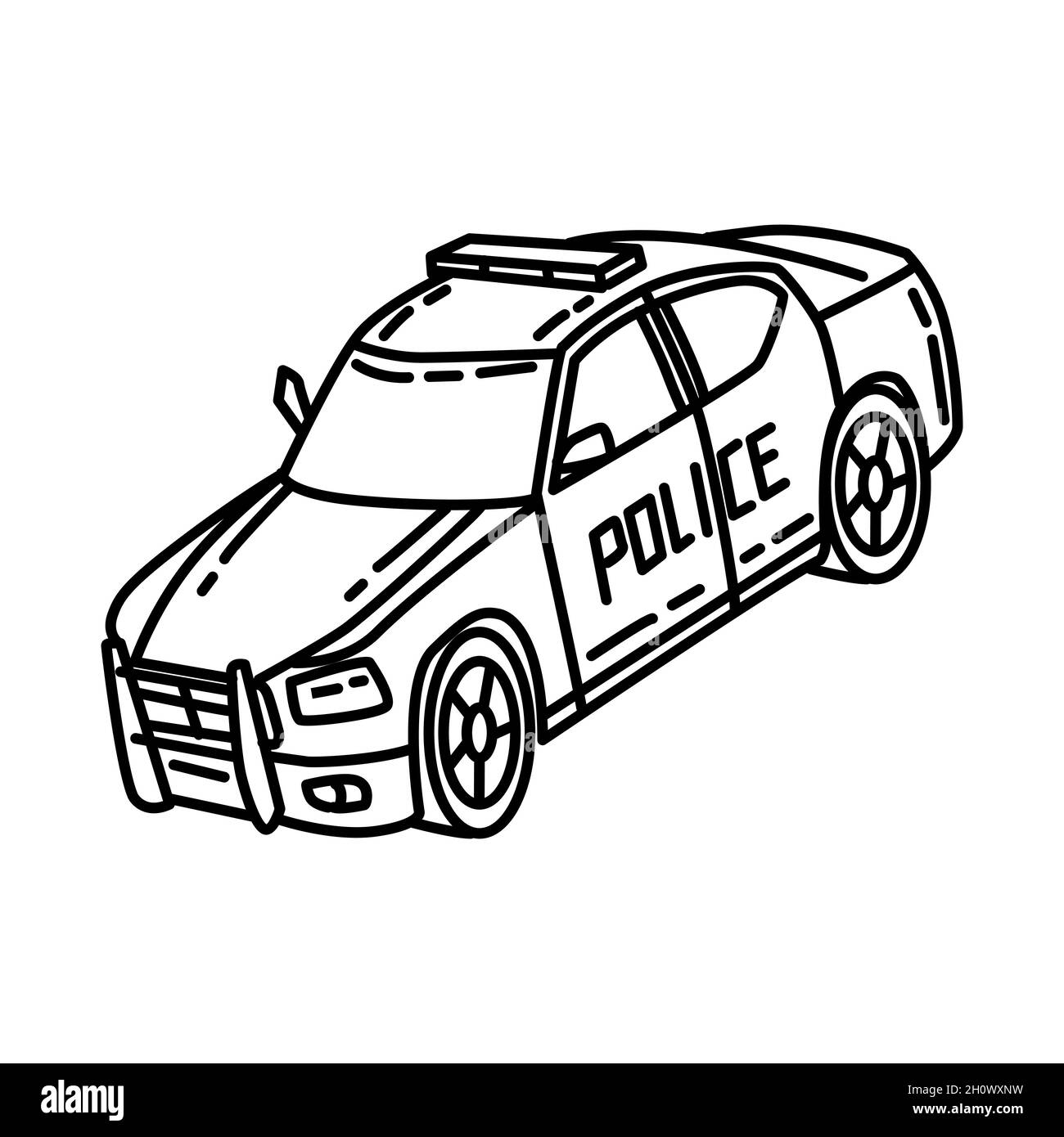 Voiture de patrouille de police fait partie de l'équipement et des accessoires de police ensemble d'icônes dessinées à la main Vector. Illustration de Vecteur