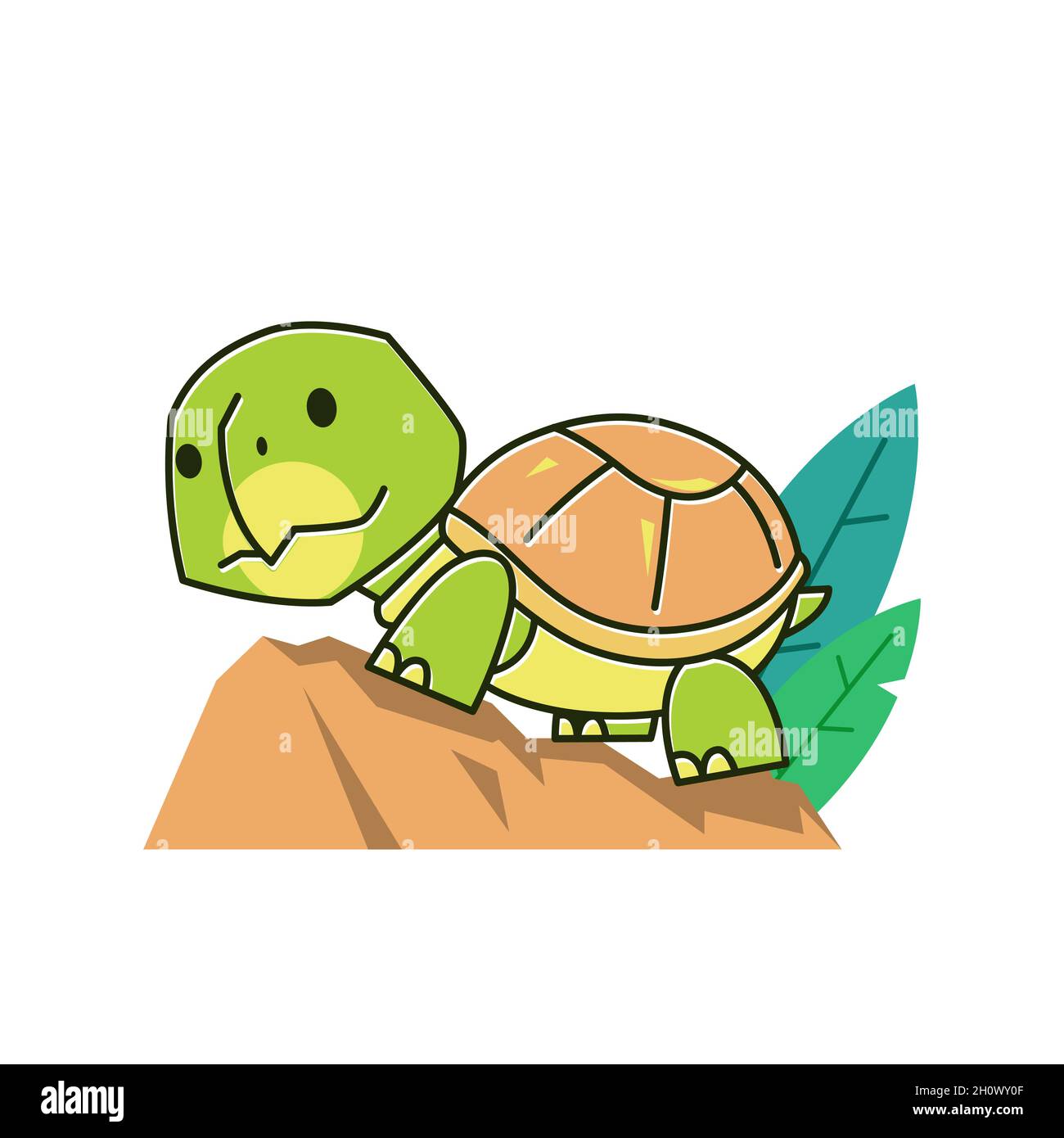 Drôle Tortue randonnée pédestre escalade Rock exotique Reptile Cartoon Illustration de Vecteur