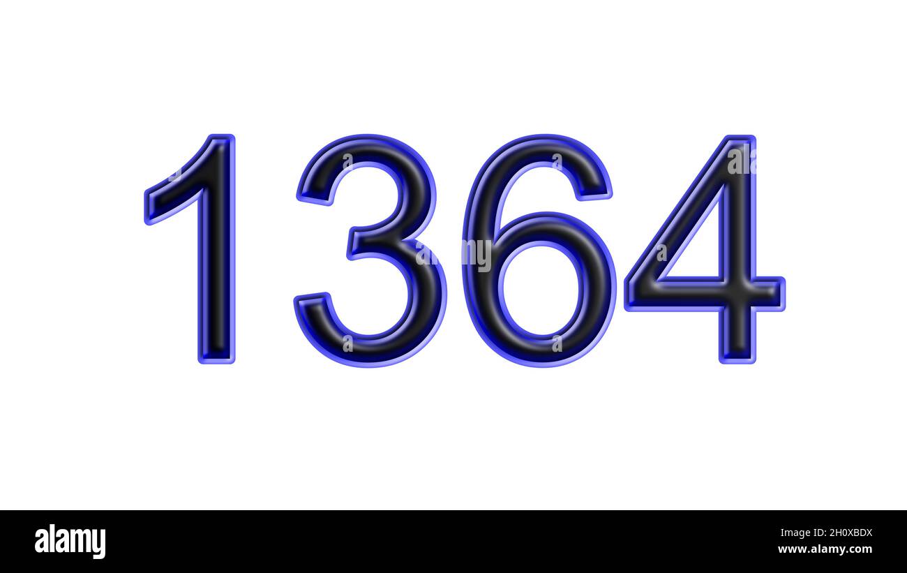 bleu 1364 chiffres effet 3d fond blanc Banque D'Images
