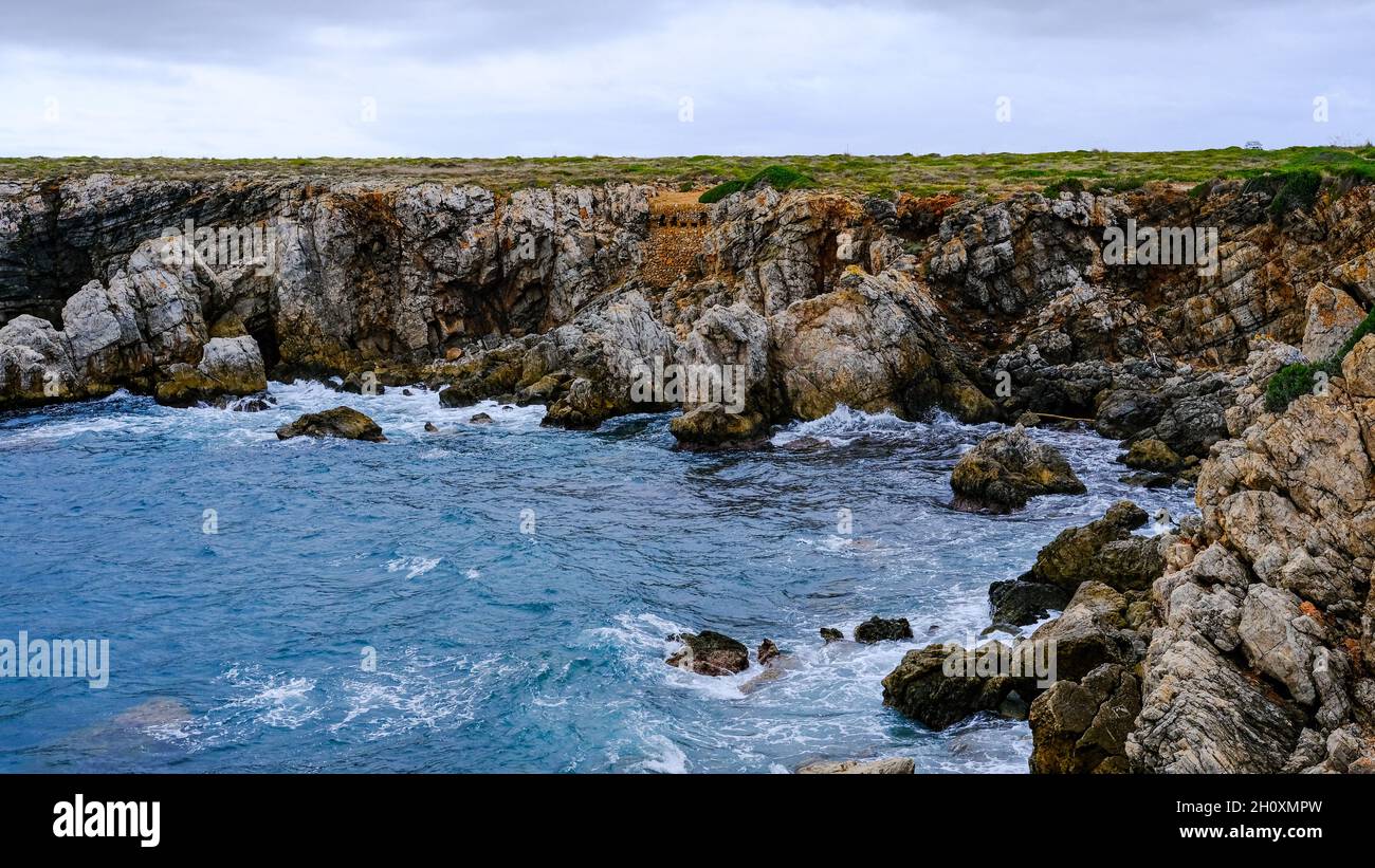 Vue et paysages de 'Cap de Cavalleria', Minorque, Iles Baléares, Espagne. mer, côte Banque D'Images