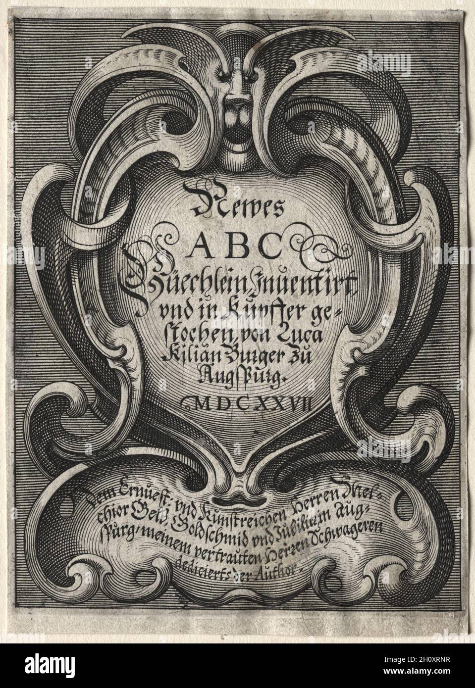 Nouveau livret ABC, 1627.Lucas Kilian (allemand, 1579-1637).Gravure ; Banque D'Images