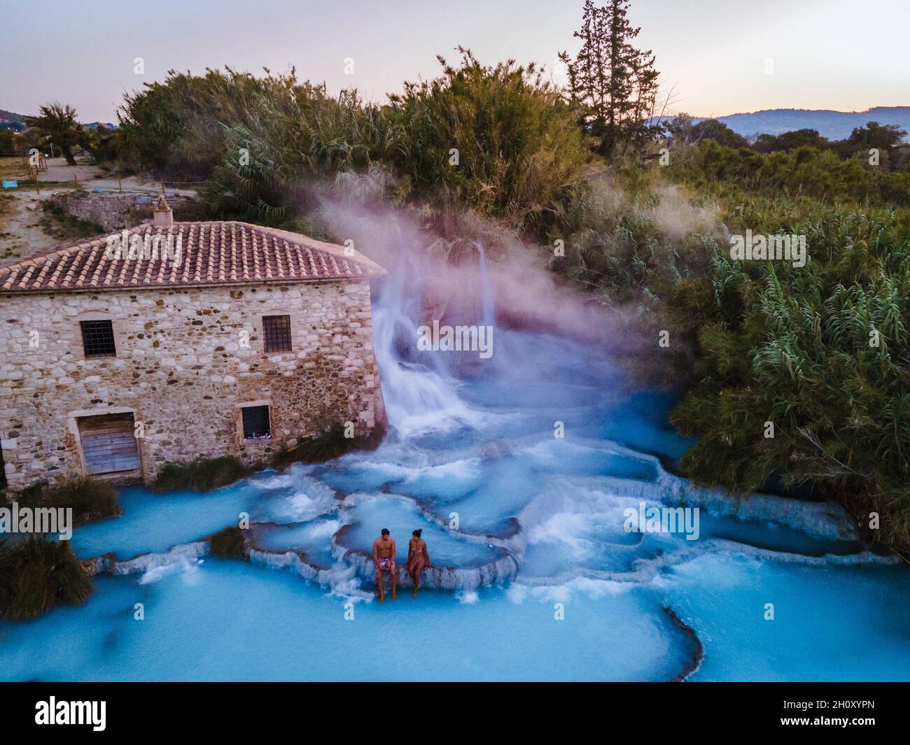 Toscane Italie, spa naturel avec cascades et sources d'eau chaude aux — free download