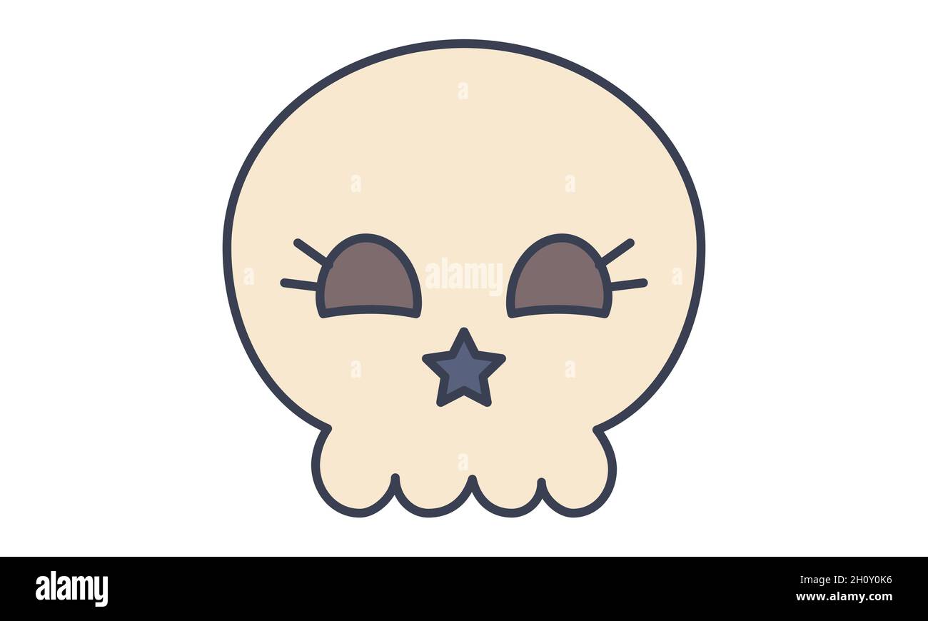 Icône Halloween Happy Skull en forme de dessin animé et plate pour un motif festif Illustration de Vecteur