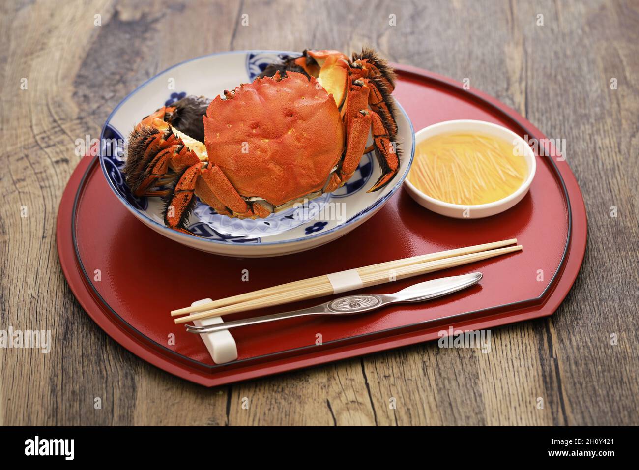 Crabe manique bouilli.Ce crabe est le même genre de crabe que le crabe poilu de Shanghai. Banque D'Images