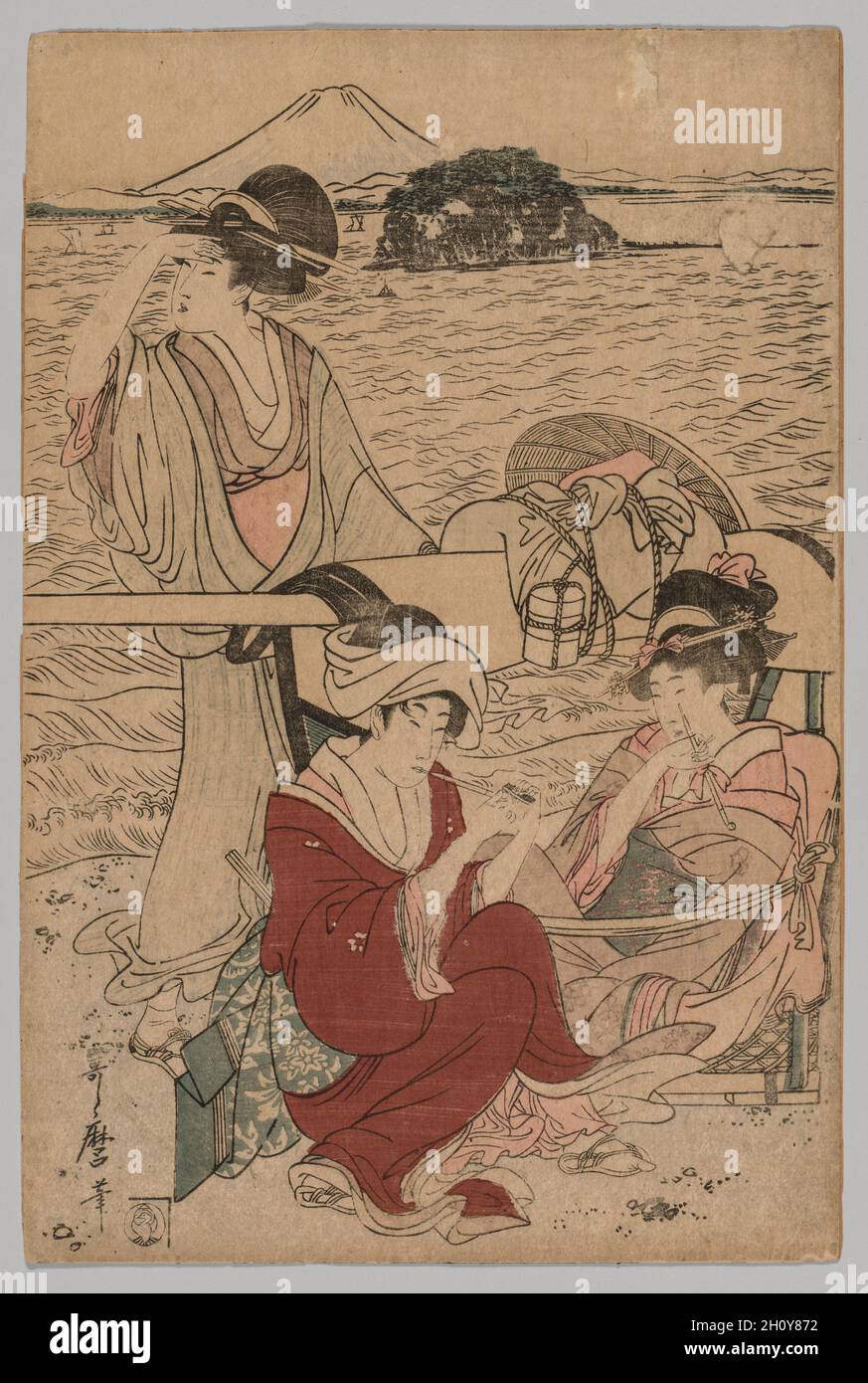 Sans titre, 1753-1806. Kitagawa Utamaro (1753 ?-1806, Japonais). Gravure sur bois en couleur ; feuille : 38,2 x 25,4 cm (15 1/16 x 10 in.). Banque D'Images