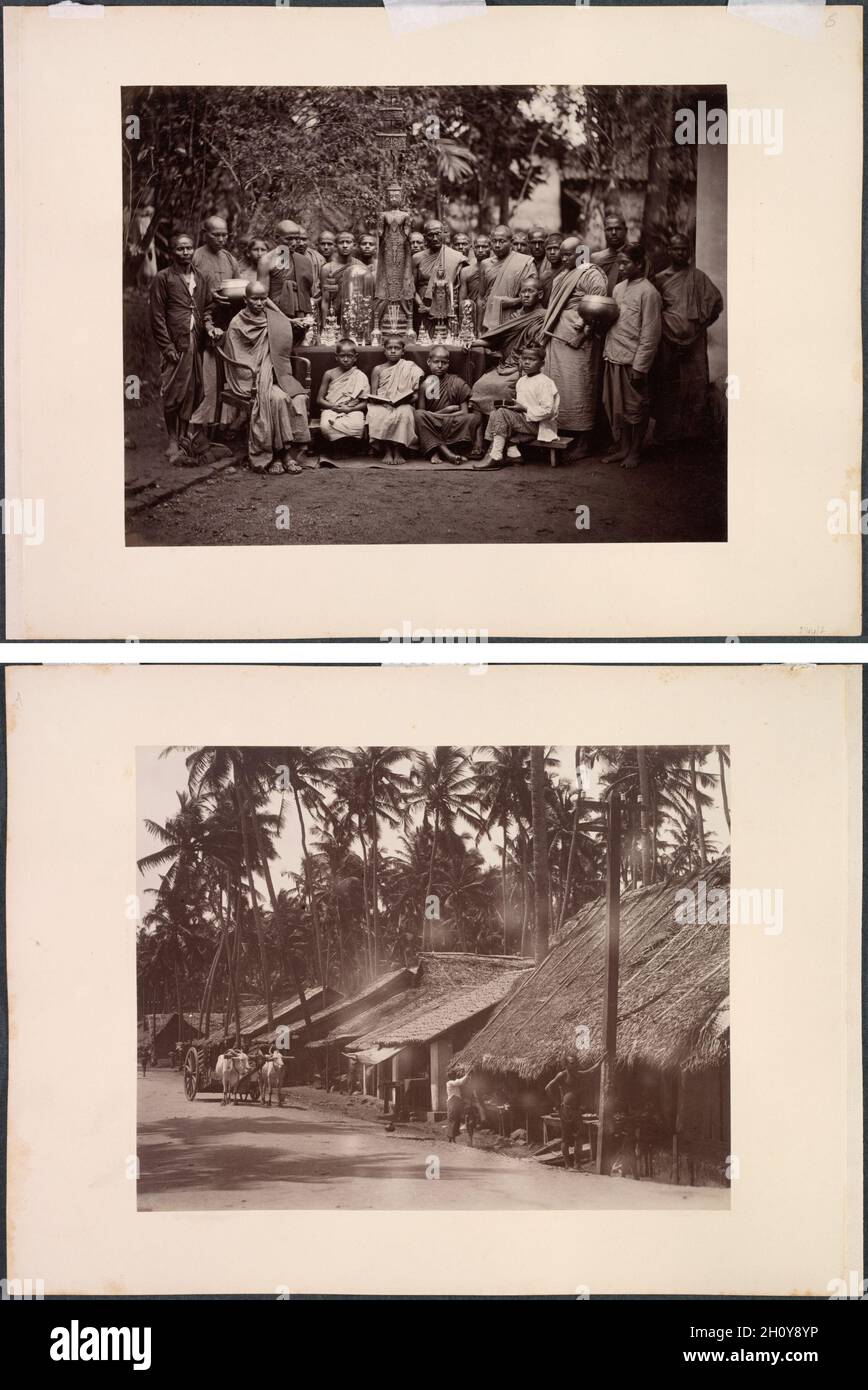 Sans titre (recto) ; sans titre (verso), 1880.Skeen & Co. (Britannique, actif 1860-1920), Charles T. Scowen (britannique).Imprimé albumine, doré; image: 20.2 x 26.7 cm (7 15/16 x 10 1/2 po.); montée: 27.8 x 37.9 cm (10 15/16 x 14 15/16 po.); image secondaire: 20.5 x 26.3 cm (8 1/16 x 10 3/8 po.).Probablement prise par l'une des deux firmes de photographie britanniques basées à Ceylan (aujourd'hui Sri Lanka), cette image a probablement été prise par un européen et a été définitivement faite pour un public européen, pas pour les individus représentés.Il est peu probable que les sitters aient jamais vu la photographie finie.Tel portrai ethnographique Banque D'Images