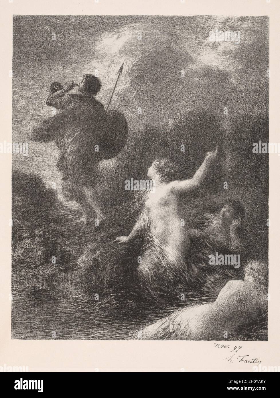 Crépuscule des dieux : Siegfried et les Maidens du Rhin, 1897.Henri Fantin-Latour (français, 1836-1904).Lithographie; Banque D'Images
