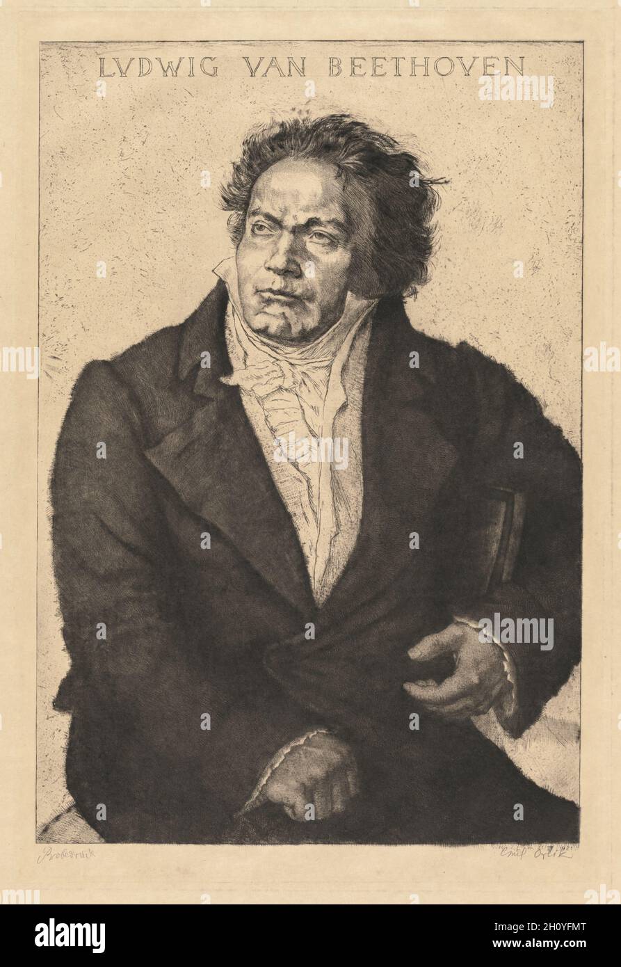 Ludwig van Beethoven, 1921.Emil Orlik (tchèque, 1870-1932).Gravure, point sec, roulette, créplet et mezzotint; Banque D'Images