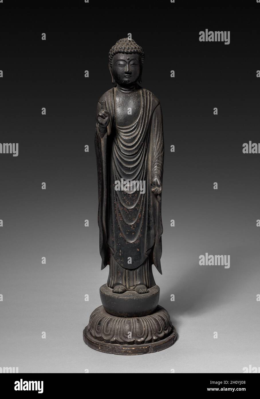 Amida, 1300s.Japon, période Kamakura (1185-1333) à période Nanbokuchō (1336-92).Bronze patiné; total: 56 cm (22 1/16 po). Banque D'Images