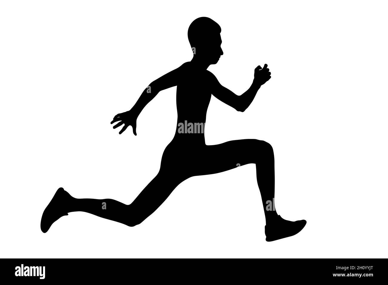 jeune athlète cavalier triple saut silhouette noire Banque D'Images