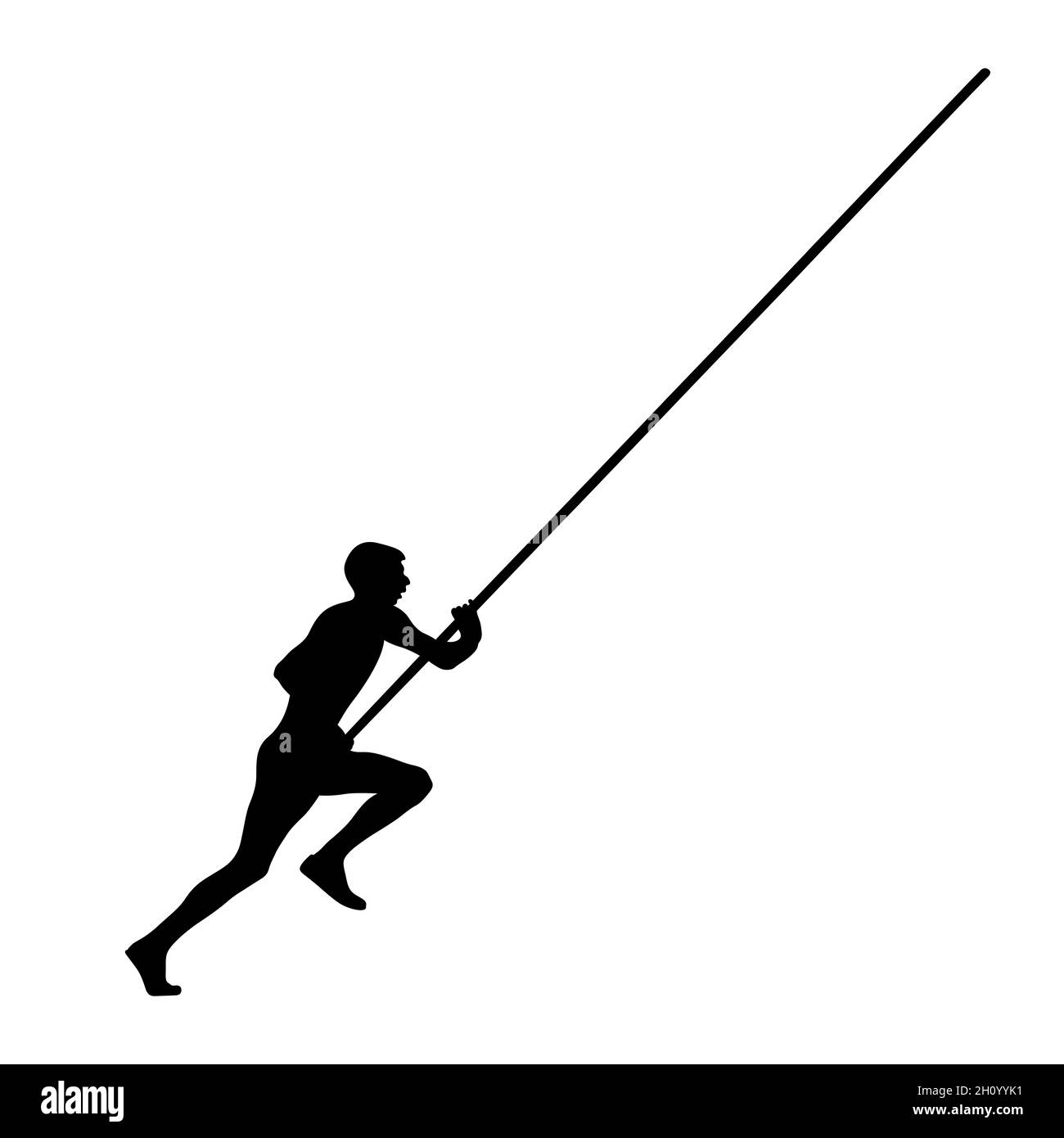 silhouette noire vaulter de poteau d'athlète masculin Banque D'Images