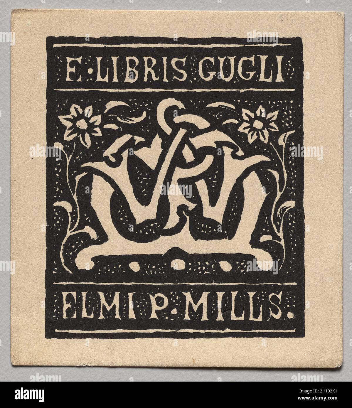 Bibliothèque: Elmi P. Mills.Charles Samuel Keene (britannique, 1823-1891). Total : 4.6 x 3.9 cm (1 13/16 x 1 9/16 po). Banque D'Images