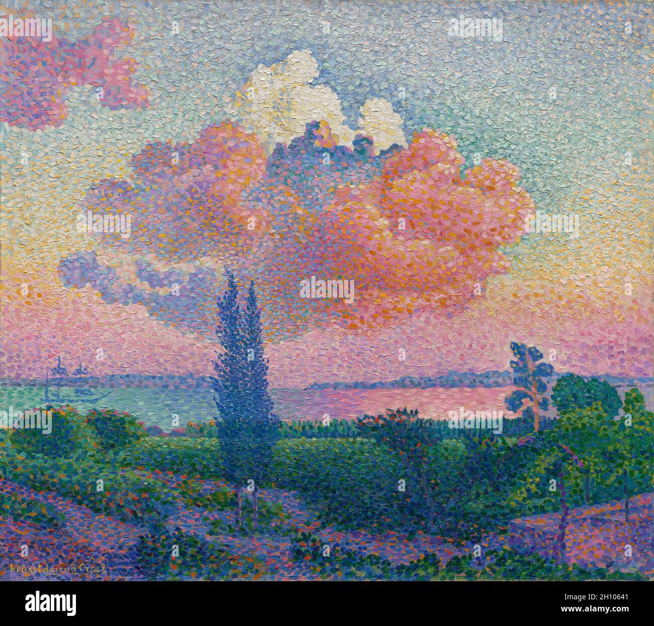 Le nuage rose, c.1896. Croix Henri-Edmond (français, 1856-1910).Huile sur  toile; sans cadre: 54.6 x 61 cm (21 1/2 x 24 in.).Henri-Edmond Cross a  adopté en 1891 la technique d'application de couleurs pures