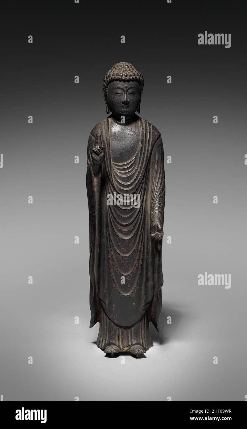 Amida, 1300s.Japon, période Kamakura (1185-1333) à période Nanbokuchō (1336-92).Bronze patiné; total: 56 cm (22 1/16 po). Banque D'Images