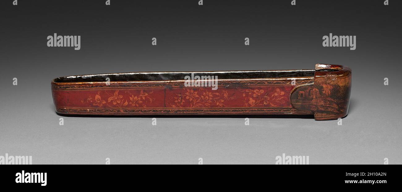 Stylo et cartouche d'encre (base), 1697-98.Iran, période safavide (1501-1722).Laque sur papier mâché ; hors tout : 3.6 x 22.3 x 4.2 cm (1 7/16 x 8 3/4 x 1 5/8 po). Banque D'Images