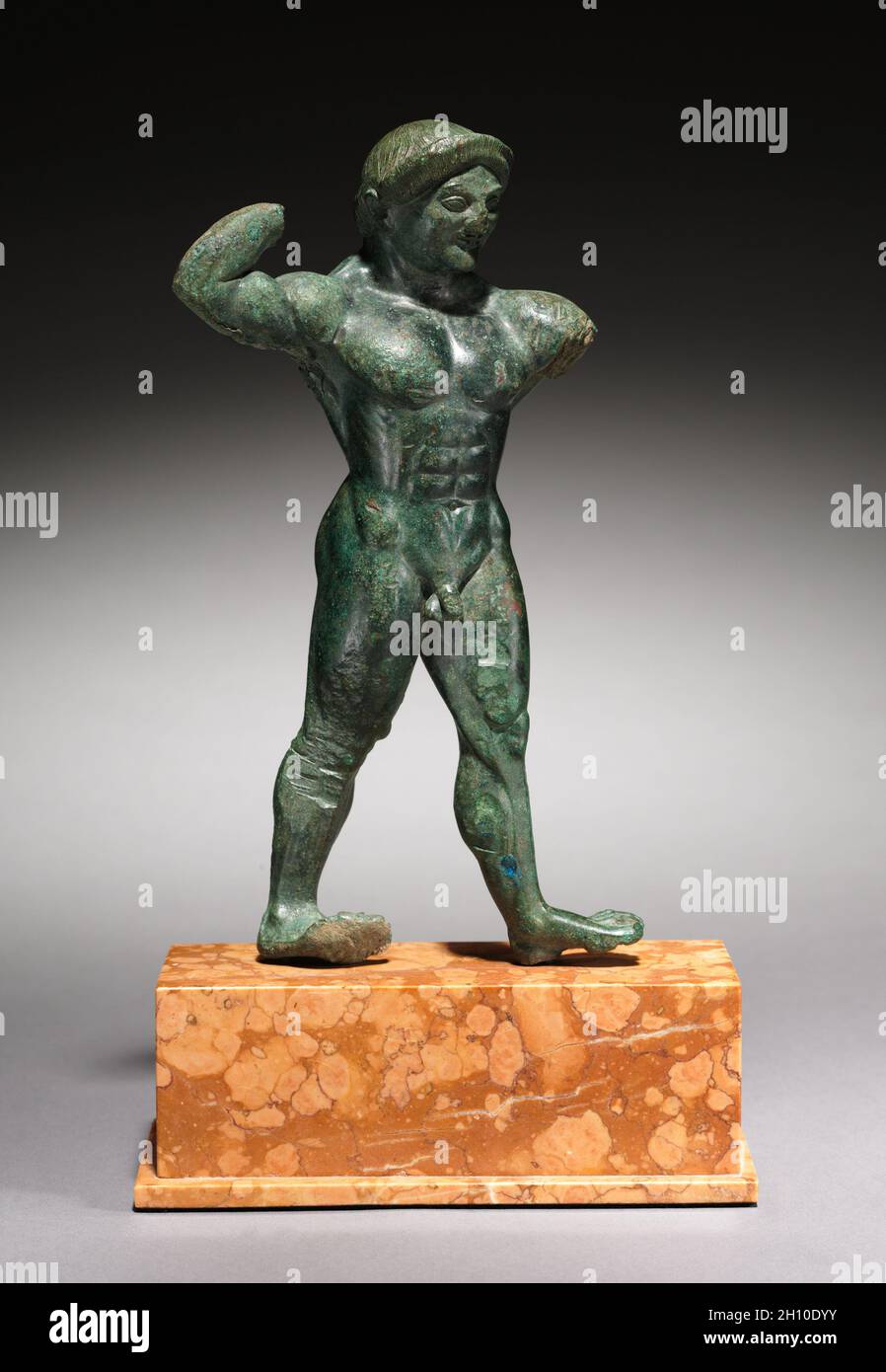 Statuette d'un athlète, 510–500 C.-B.Grèce, Péloponnèse, archaïque tardive - début de la période classique.Bronze (fonte pleine); hors tout : 21.5 cm (8 7/16 po). Banque D'Images