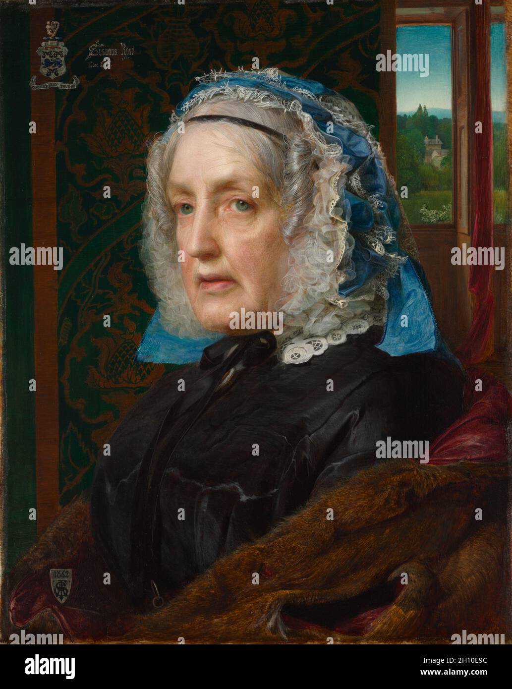 Portrait de Susanna Rose, 1862. Frederick Sandys (britannique, 1829-1904). Huile sur bois ; pans : 54 x 47 x 4,5 cm (21 1/4 x 18 1/2 x 1 3/4 in.) ; non encadrée : 34,7 x 28 cm (13 11/16 x 11 in.). Banque D'Images