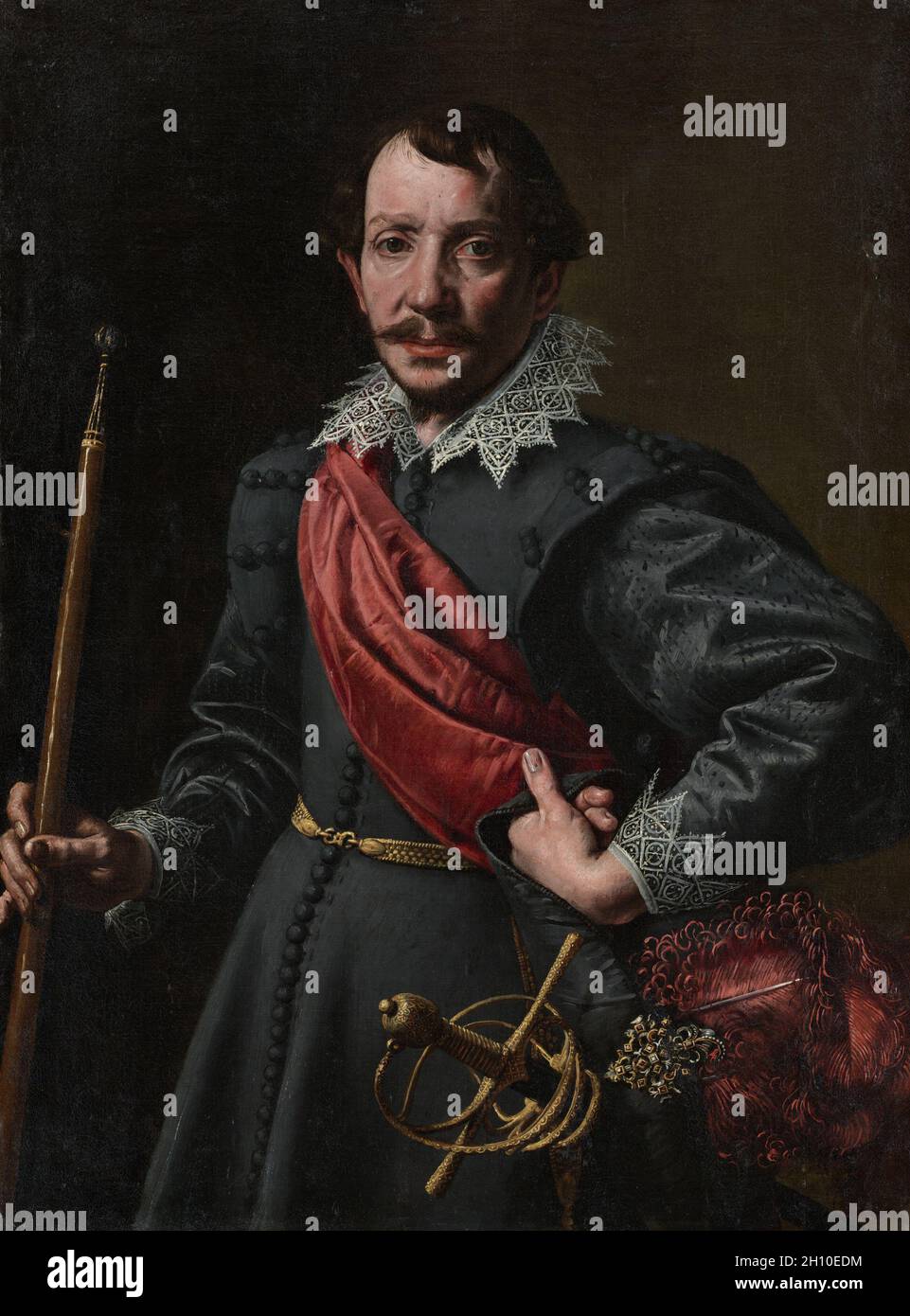 Portrait d'un homme, c. 1620. Tanzio da Varallo (italien, c1575/80-1635). Huile sur toile encadrée ; : 125 x 99,5 x 7 cm (49 3/16 x 39 3/16 x 2 3/4 in.) ; non encadrée : 97,8 x 72,2 cm (38 1/2 x 28 7/16 po.). Banque D'Images