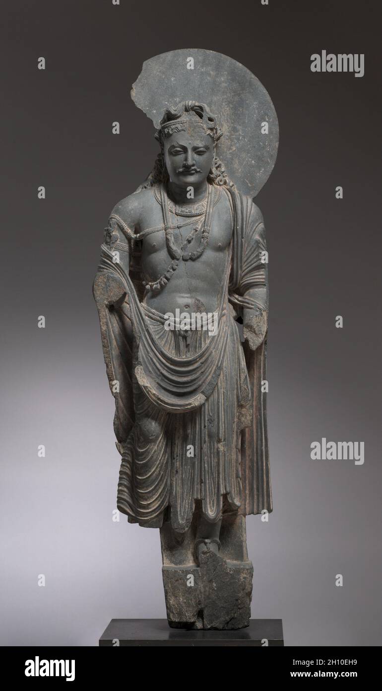 Bodhisattva, AD fin 100s.Pakistan, Gandhara, Kushan période (c.80-375).Schiste; hors tout: 132.4 cm (52 1/8 in.). Banque D'Images