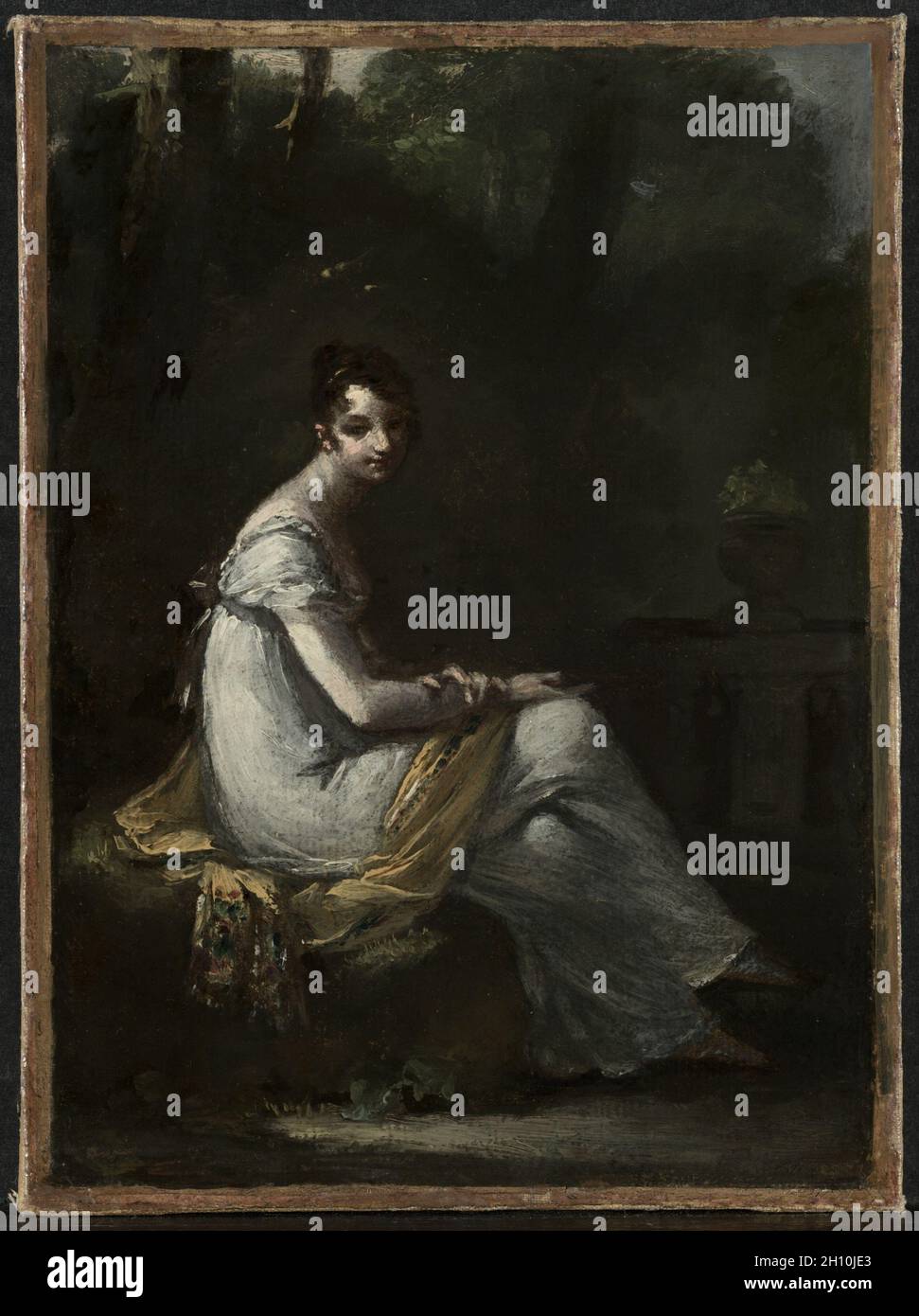 Mme. Dufresne, c. 1816. Pierre-Paul Prud'hon (Français, 1758-1823). Huile sur papier monté sur toile encadrée ; : 34,5 x 27 x 5 cm (13 9/16 x 10 5/8 x 1 15/16 in.) ; non encadrée : 23,8 x 17,5 cm (9 3/8 x 6 7/8 in.). Banque D'Images