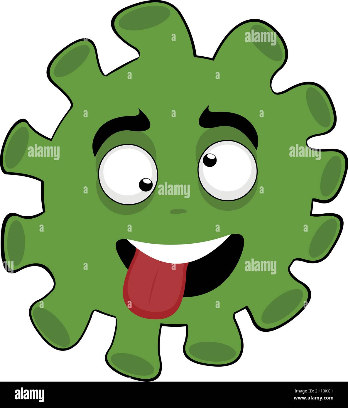 Vecteur émoticône illustration d'une caricature de bactéries, de virus ou de microbe, avec une expression folle et drôle Illustration de Vecteur