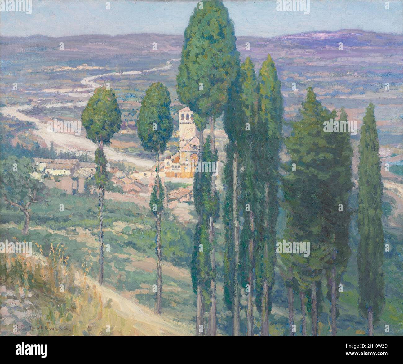 La vallée de l'Ombrie, Italie, 1914.Frederick Gottwald (américain, 1860-1941).Huile sur toile; sans cadre: 72.8 x 60.4 cm (28 11/16 x 23 3/4 in.). Banque D'Images