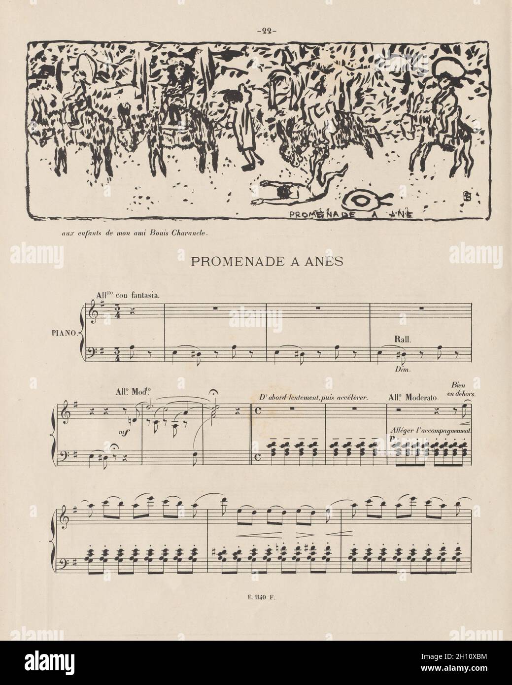 Petites scènes familiales : balade à dos d'âne, 1893.Pierre Bonnard (français, 1867-1947).Lithographie; feuille: 35 x 26.8 cm (13 3/4 x 10 9/16 po.); image: 9 x 23.9 cm (3 9/16 x 9 7/16 po.). Banque D'Images