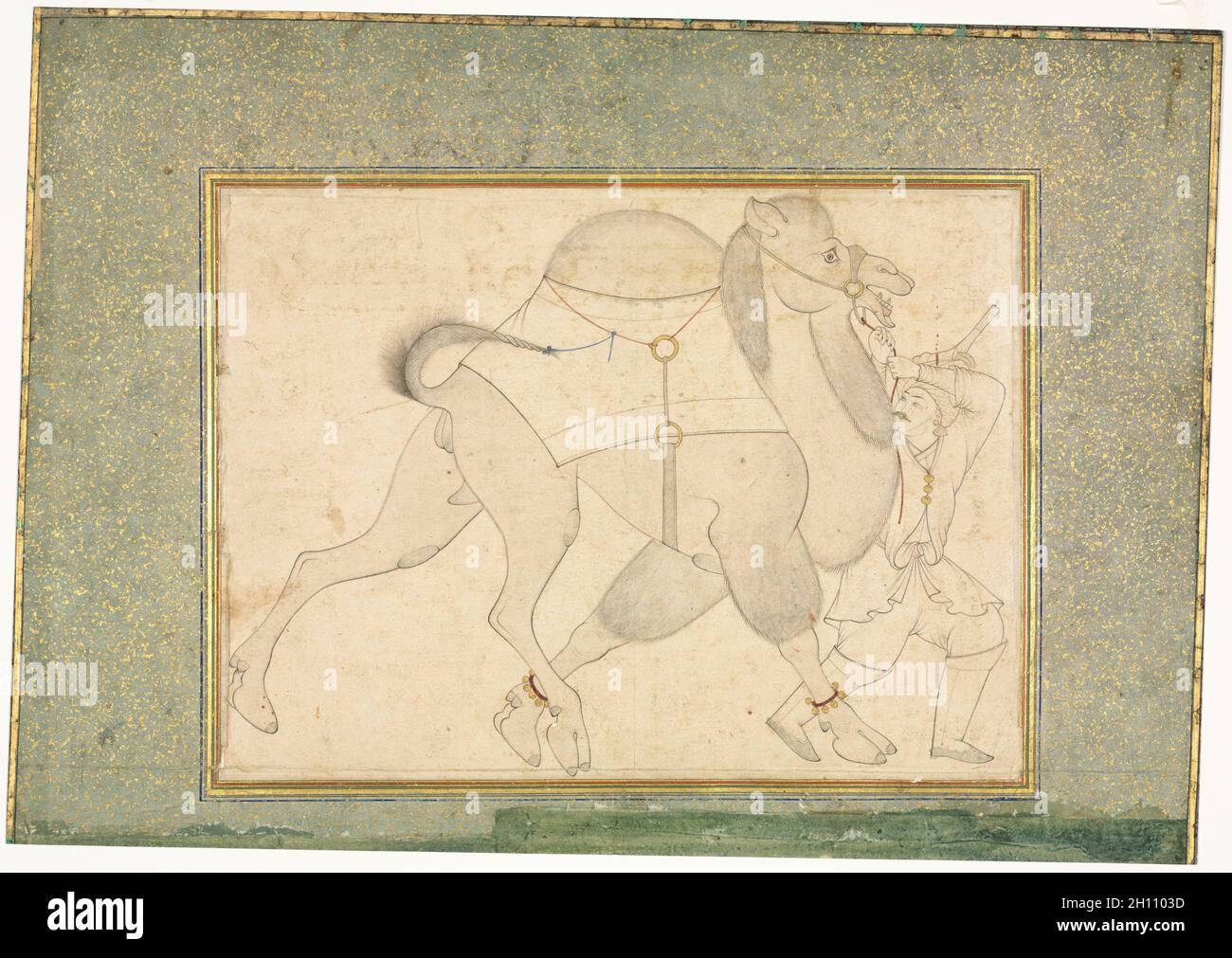 Camel et le Marié ; une seule page en illustration, c. 1545-1576. Style de Cheikh Muhammad (iranienne). Or, l'encre et aquarelle sur papier opaque ; image : 21,4 x 28,4 cm (8 7/16 x 11 3/16 po.) ; total : 28,6 x 40,8 cm (11 1/4 x 16 1/16 in.). Banque D'Images
