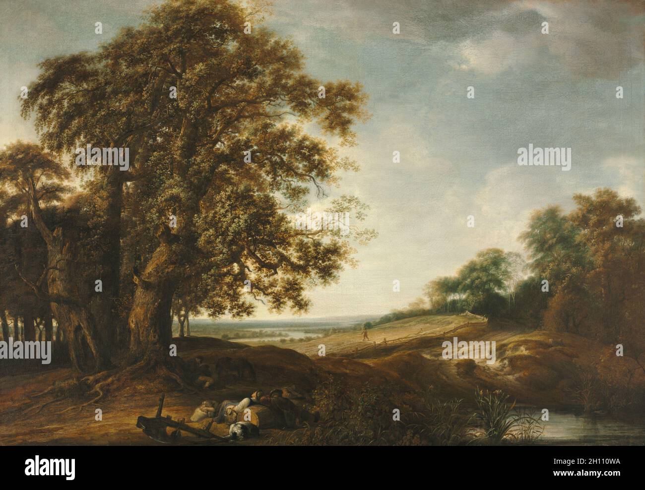 Paysans dormir près de champs (parabole de l'ivraie), 1650-1653. Simon de Vlieger (Néerlandais, 1601-1653). Huile sur toile encadrée ; : 122 x 161,5 x 8 cm (48 1/16 x 63 9/16 x 3 1/8 in.) ; sans encadrement : 90,4 x 130,4 cm (35 9/16 x 51 5/16 in.). Banque D'Images