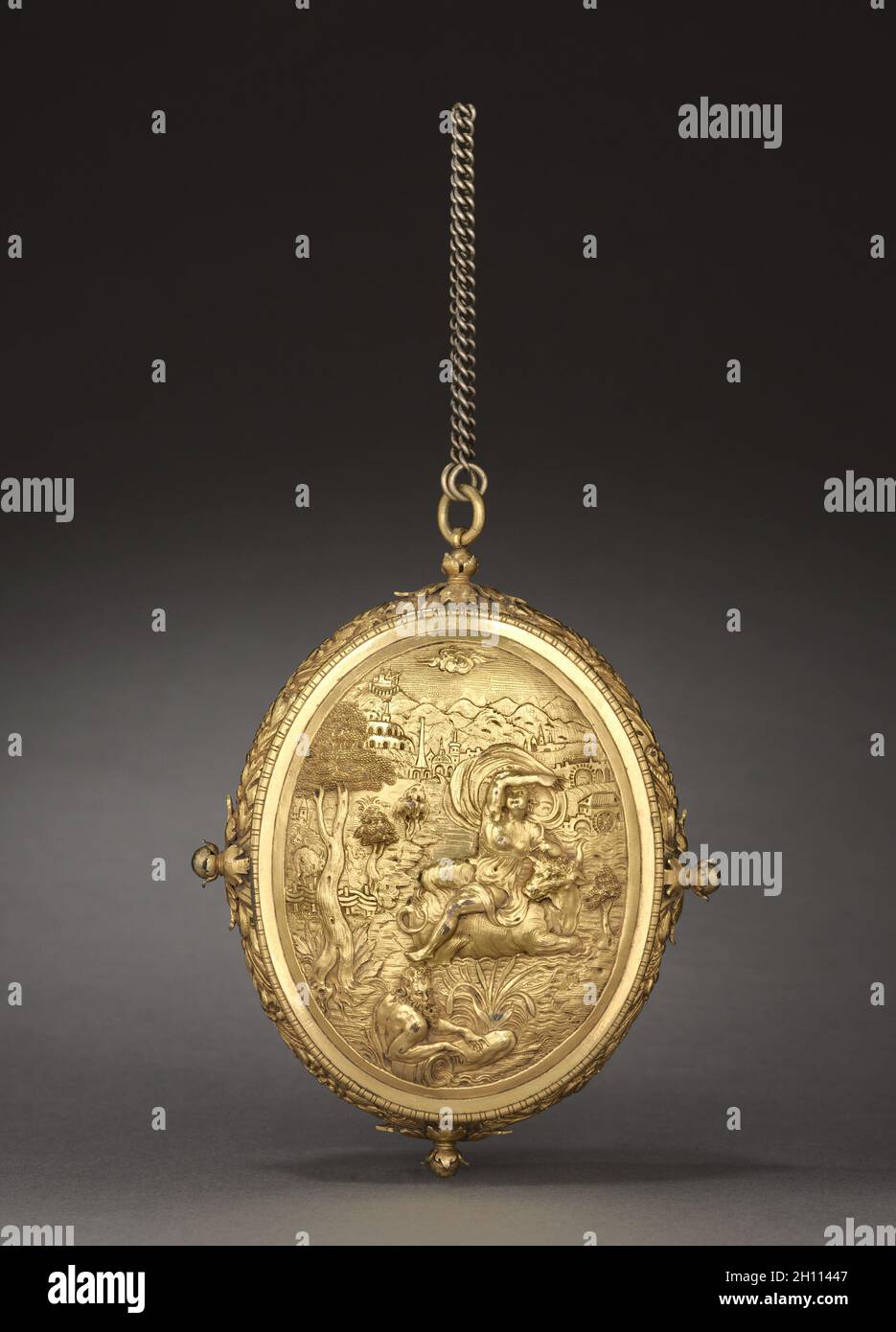Médaillon, ch. 1565. Allemagne, 16ème siècle. Cuivre doré ; total : 15,4 x 12 x 4,5 cm (6 1/16 x 4 3/4 x 1 3/4 in.). Banque D'Images