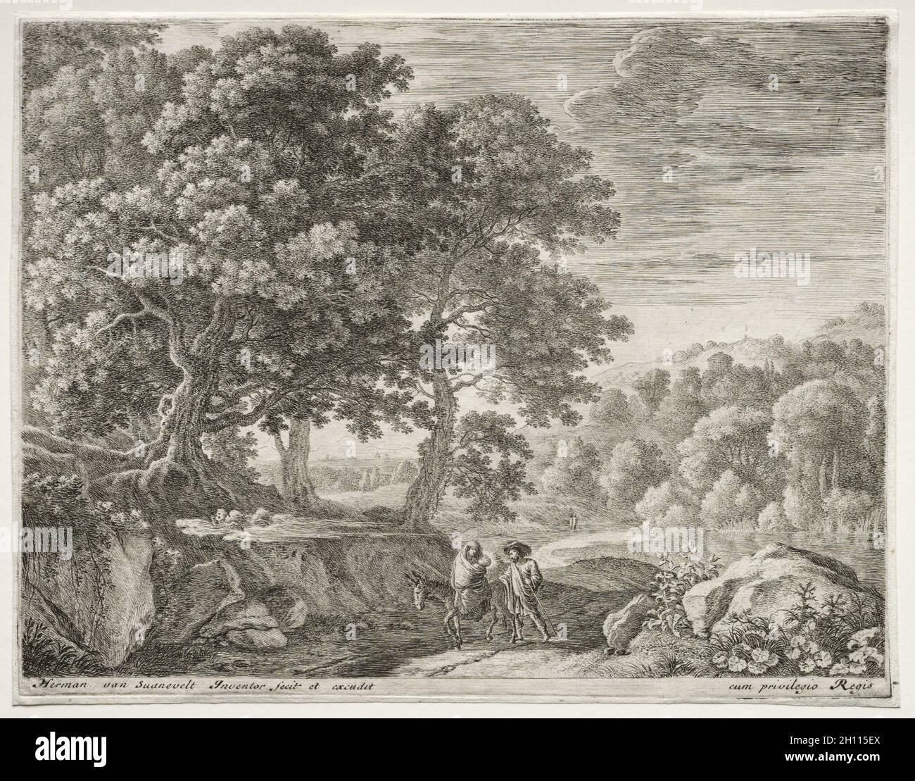 Le vol en Égypte : les petits Anges sur la colline, c.1652-1654.Herman van Swanevelt (néerlandais, c.1600-1655).Gravure et gravure; Banque D'Images
