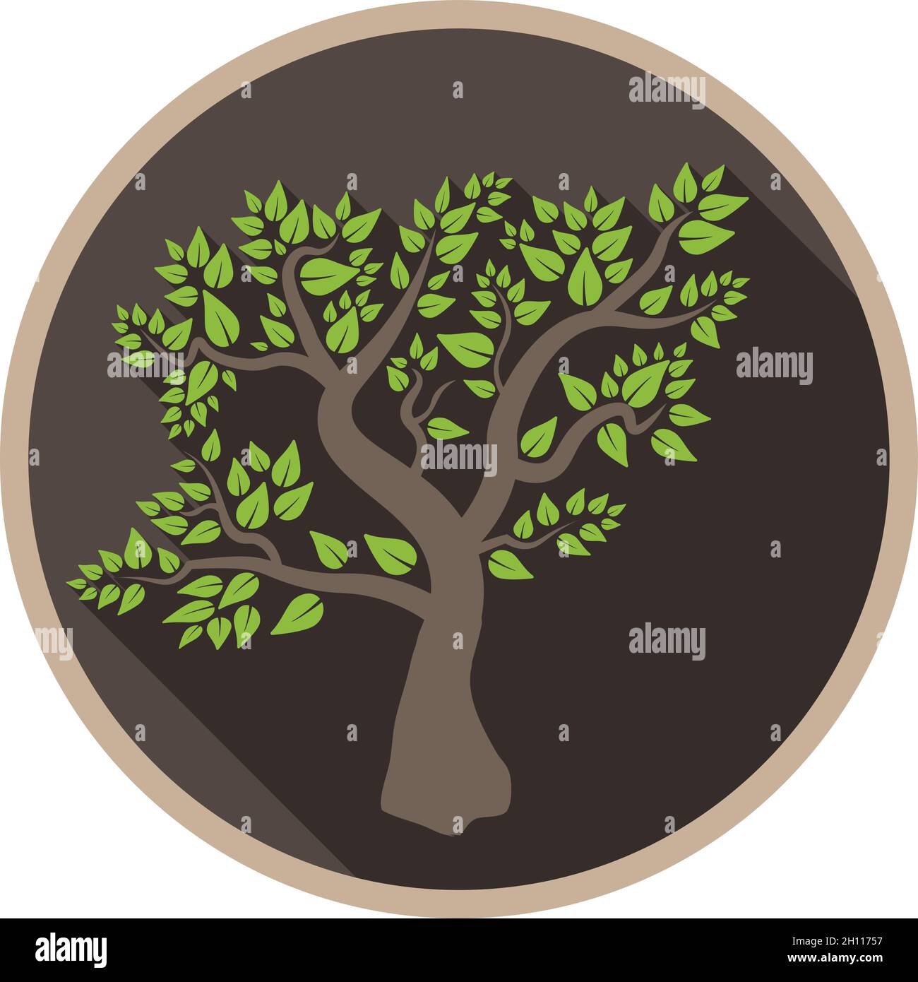 logo ou symbole rond avec arbre à feuilles, illustration vectorielle Illustration de Vecteur