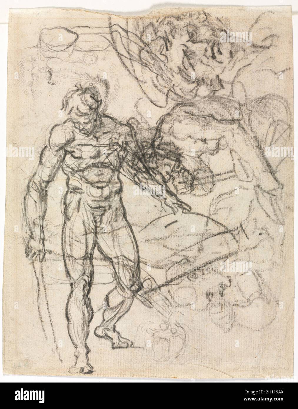 Études de figure (verso) , c.1761. Jean-Honoré Fragonard (français, 1732-1806).Craie noire; feuille: 28.9 x 22.7 cm (11 3/8 x 8 15/16 po.). Banque D'Images