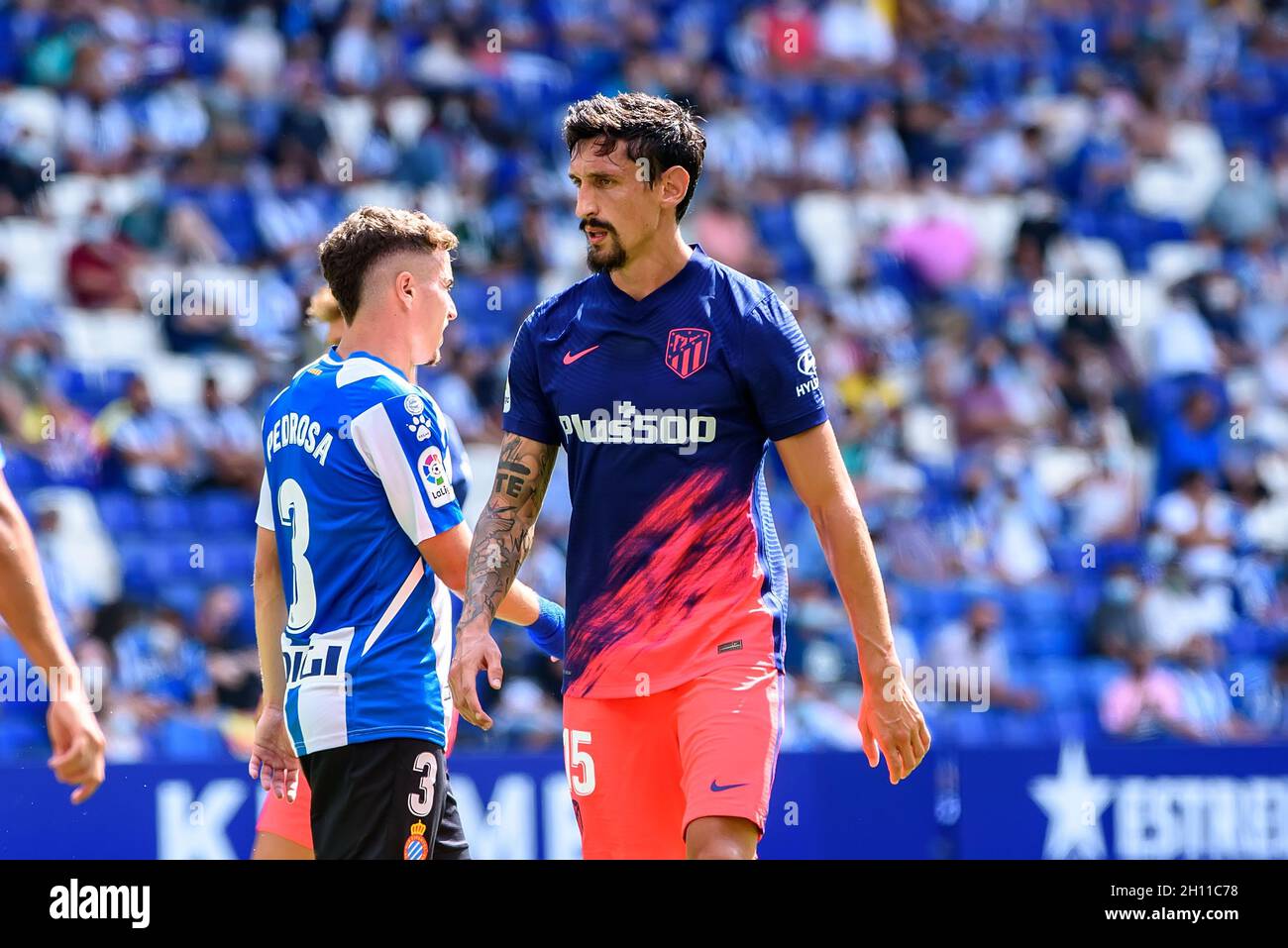 BARCELONE - SEP 12 : Savic en action lors du match de la Liga entre le RCD Espanyol et l'Atletico de Madrid CF au stade RCDE le 12 septembre 2021 Banque D'Images