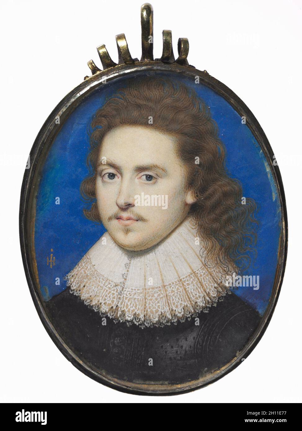 Portrait d'un homme, c. 1625. John Hoskins (britannique), ch. 1590-1665). Aquarelle sur vélin avec bordure dorée ; pans : 5.2 x 4.2 cm (2 1/16 x 1 5/8 in.) : la vue : 5 x 3,9 cm (1 15/16 x 1 9/16 in.). Banque D'Images