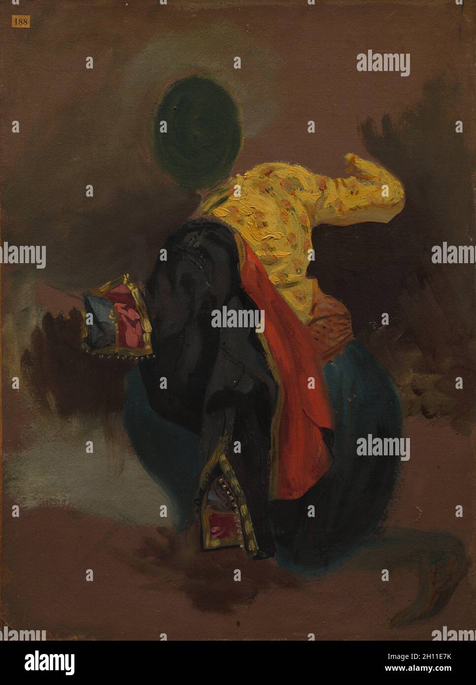 La figure en costume turc, ch. 1856-1863. Attribué à Eugène Delacroix (Français, 1798-1863). Huile sur papier, collé sur toile ; sans encadrement : 43,2 x 32,4 cm (17 x 12 3/4 in.). Banque D'Images
